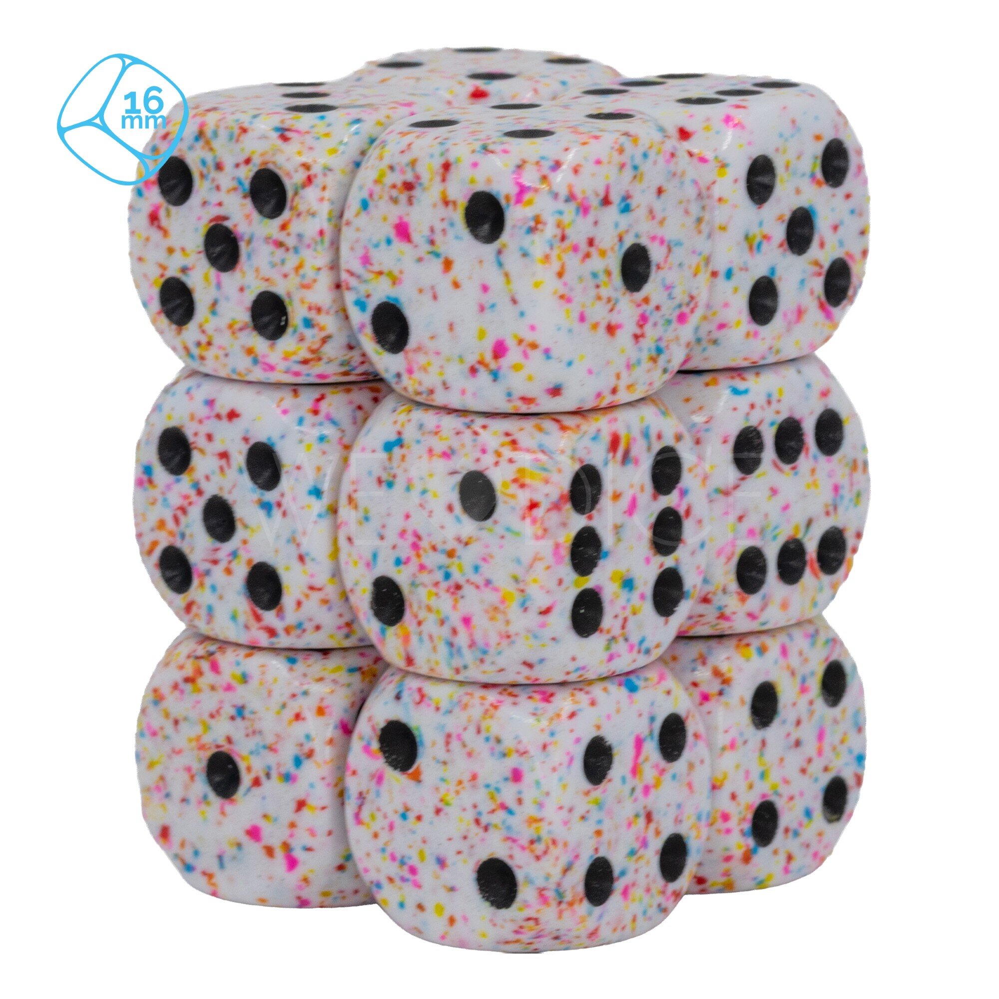 Speckled® Birthday / black 16mm W6 Würfel Set (12 Würfel)