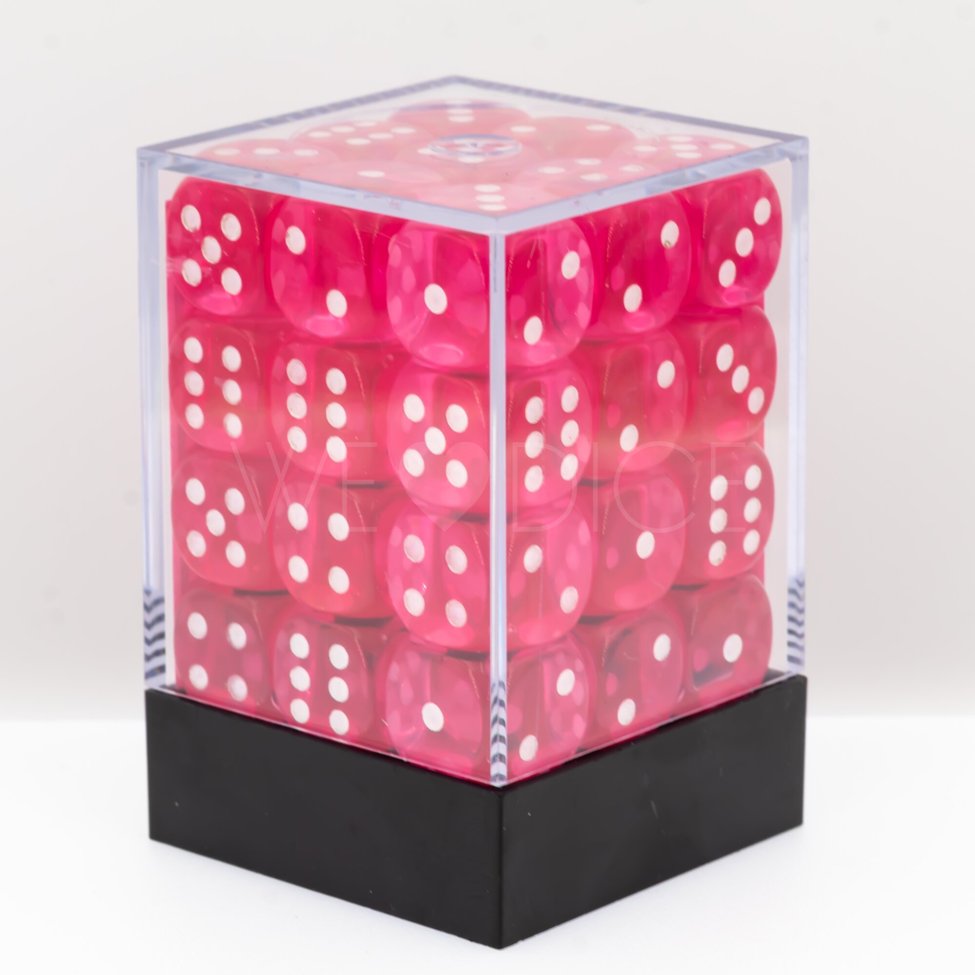 Transparent Rosa / weiß 12mm W6 Würfel Set (36 Würfel)