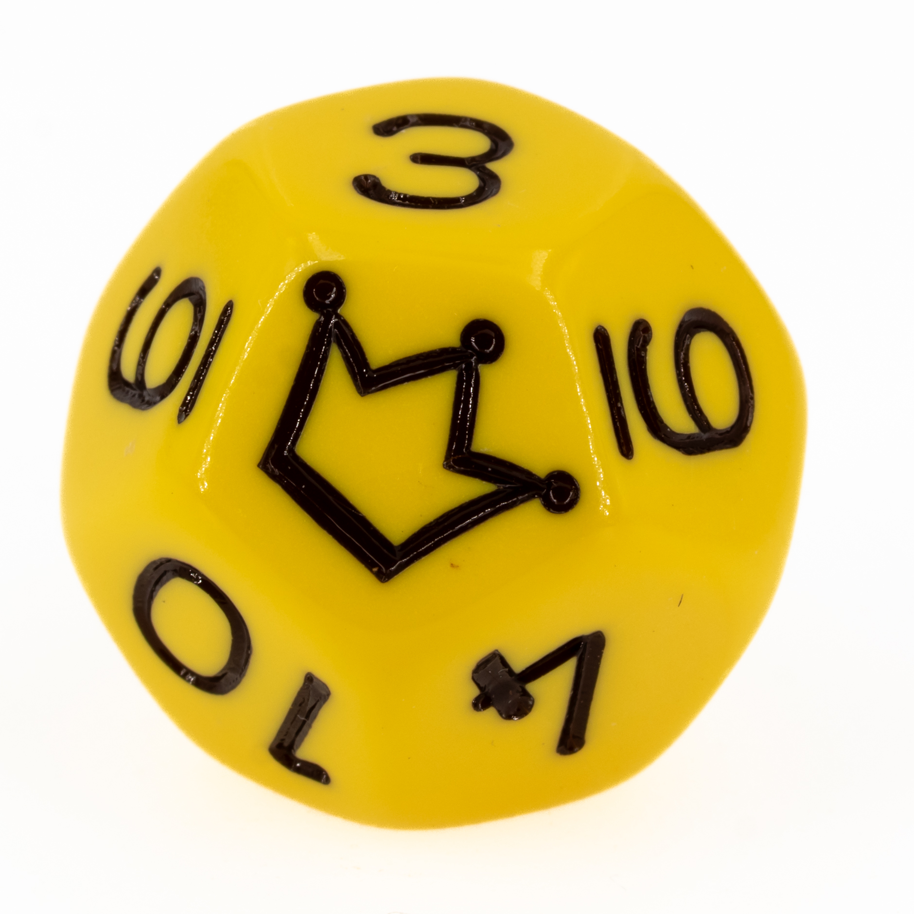 W12 Würfel 1-10 & Stern gelb / schwarz satt