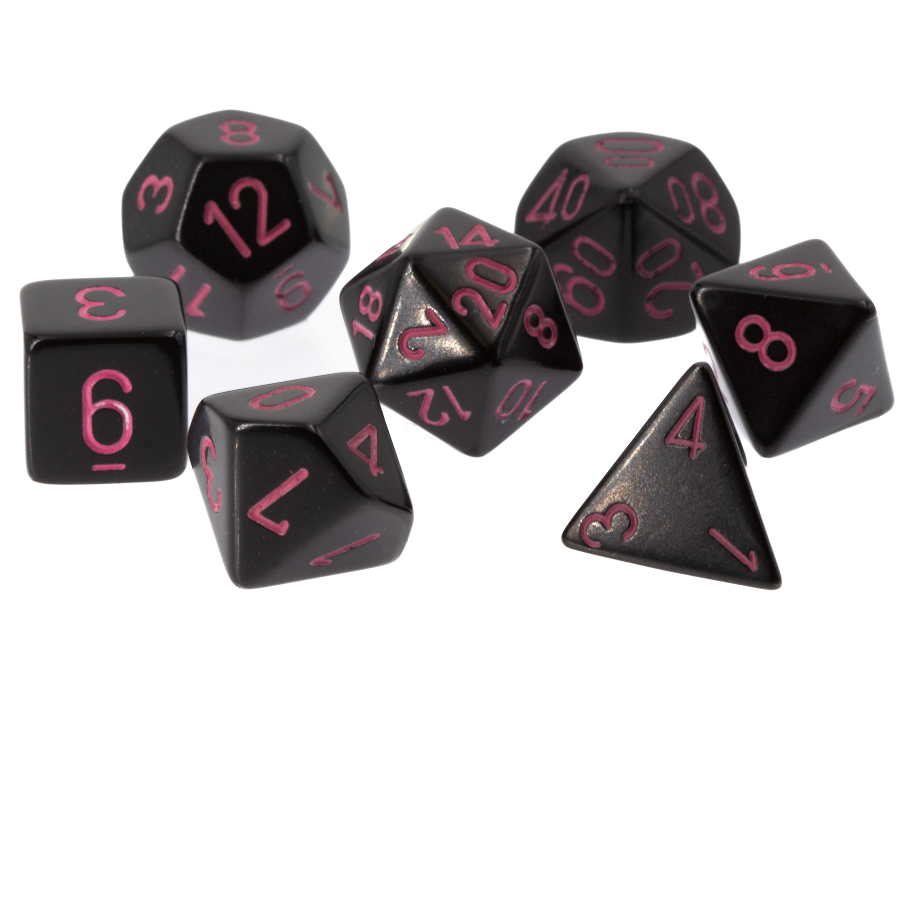 Satt Polyhedral schwarz / pink 7-Würfel Set