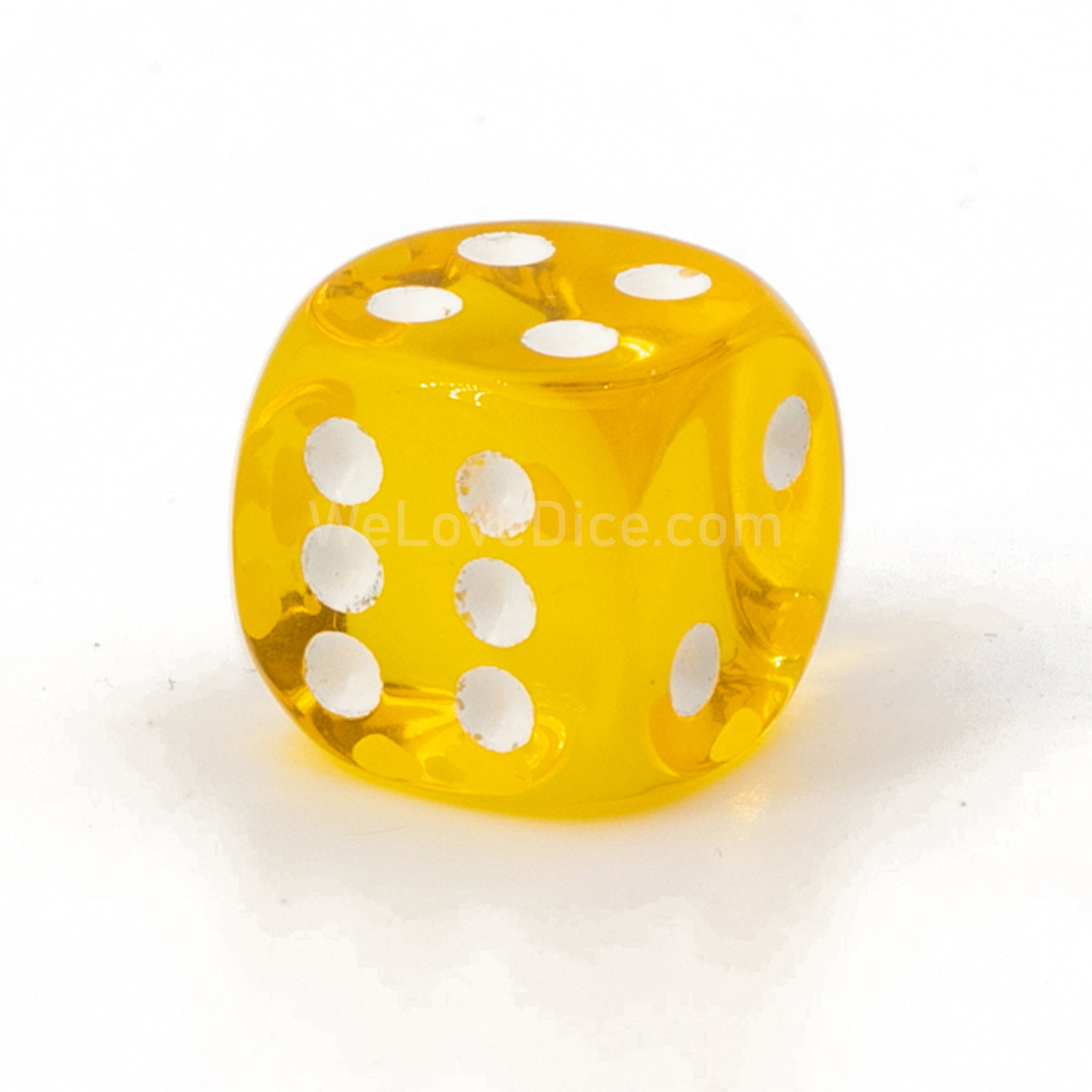 16mm W6 Würfel in gelb transparent / weiß