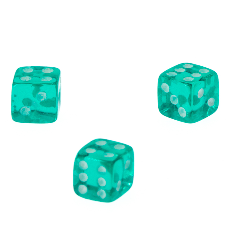5mm  D6 Dice in green / white Translucent