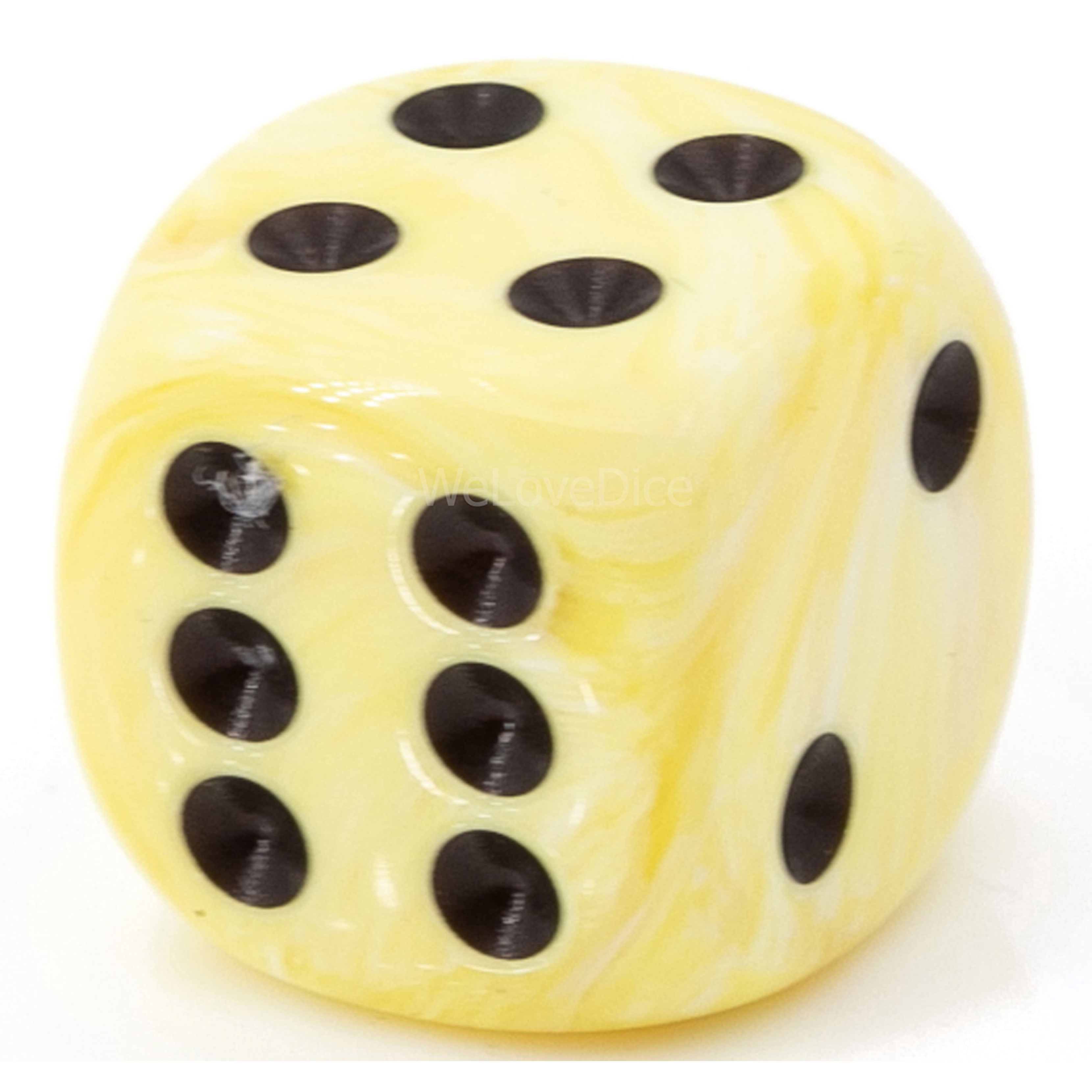 25mm W6 Würfel in ice cream gelb / schwarz