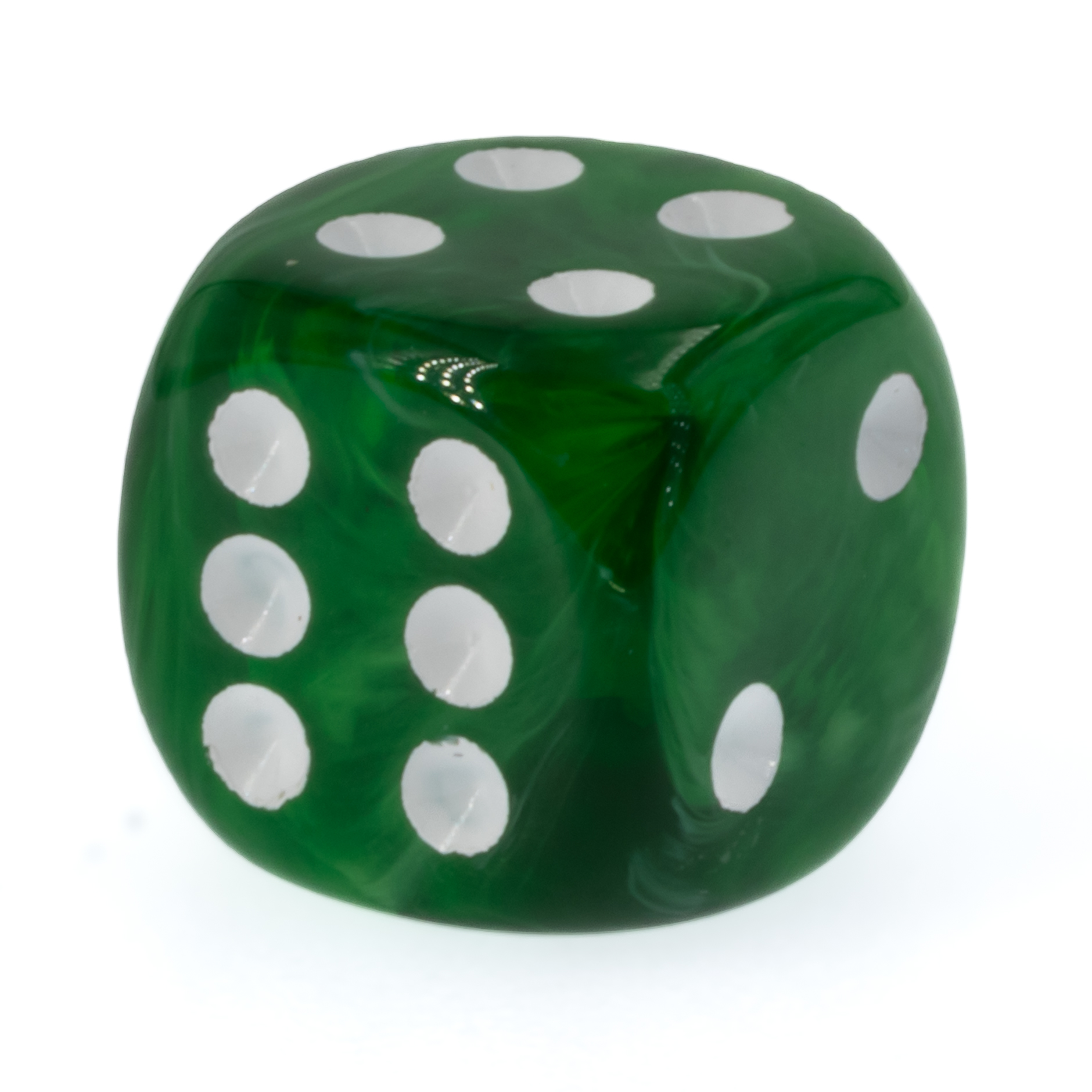 14mm  D6 Dice in green / marbled Marbled