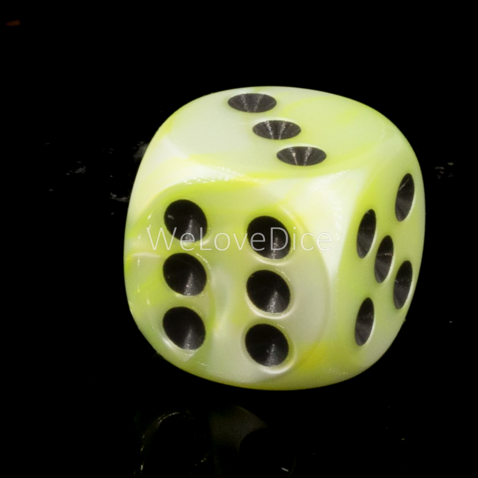 16mm  D6 Dice in neon yellow-green / black