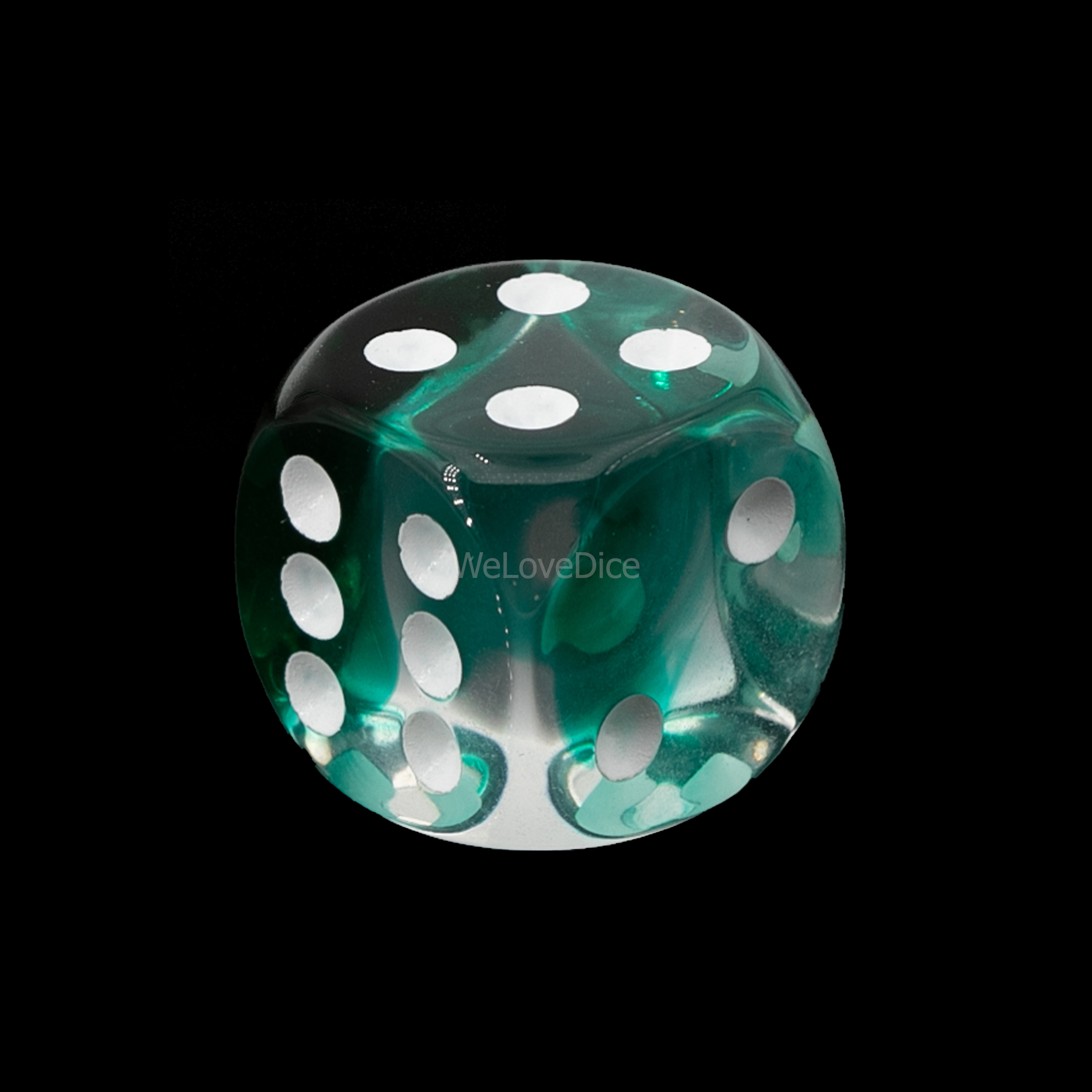 16mm  D6 Dice in translucent green / wite 2-way