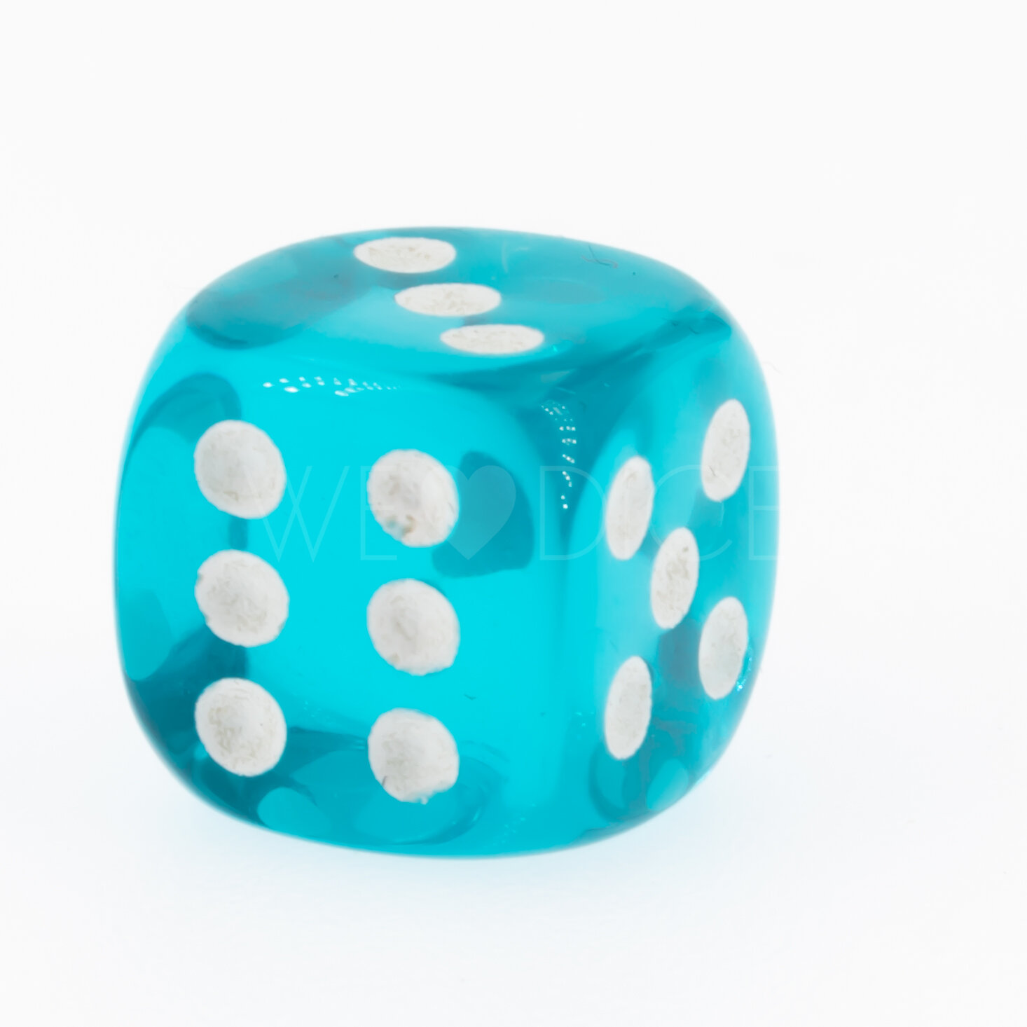Transparent Türkis / weiß 12mm W6 Würfel mit Punkten (1 Stück)