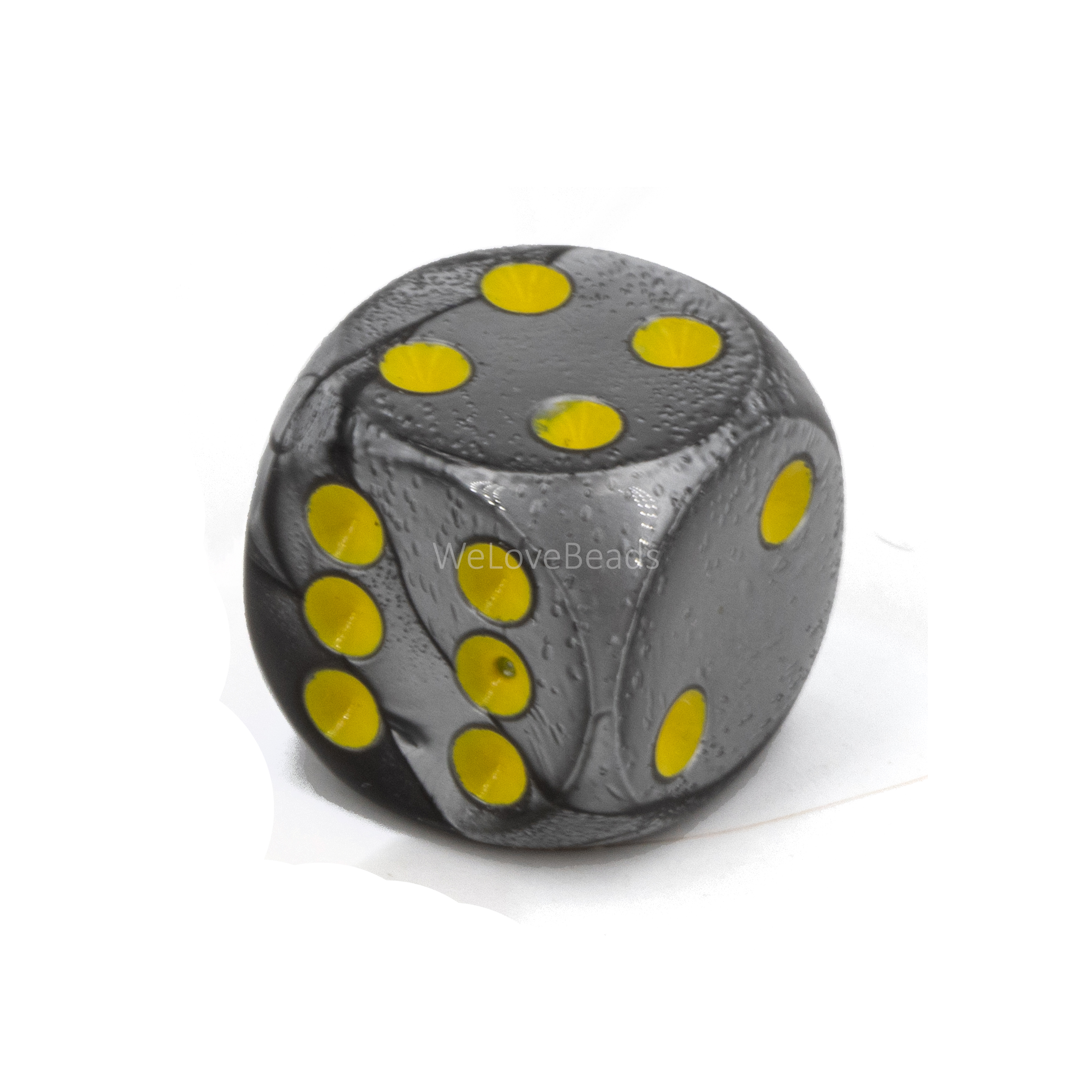 16mm  D6 Dice in dark silver / yellow