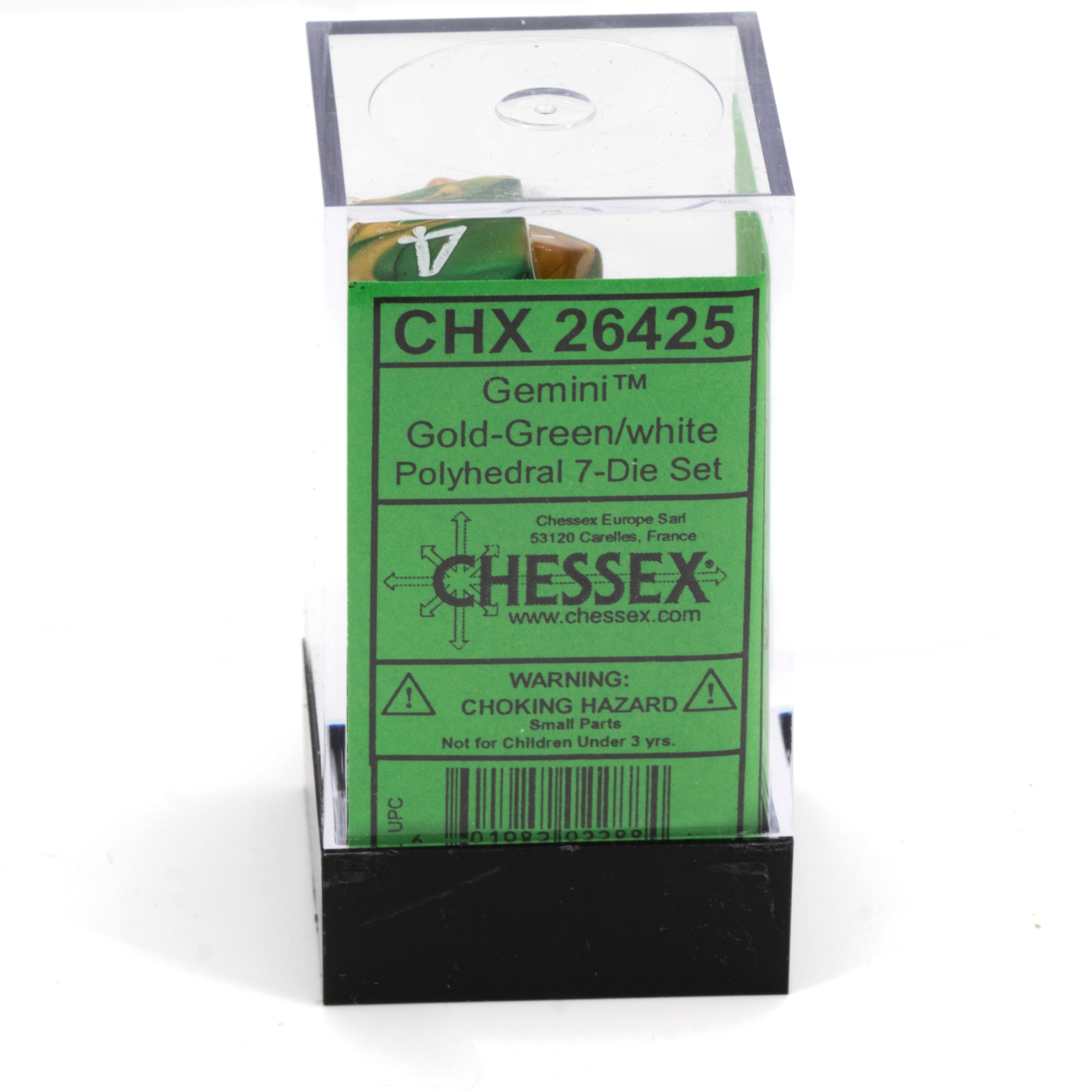 Gemini® Polyhedral Gold-Grün / weiß 7-Würfel Set