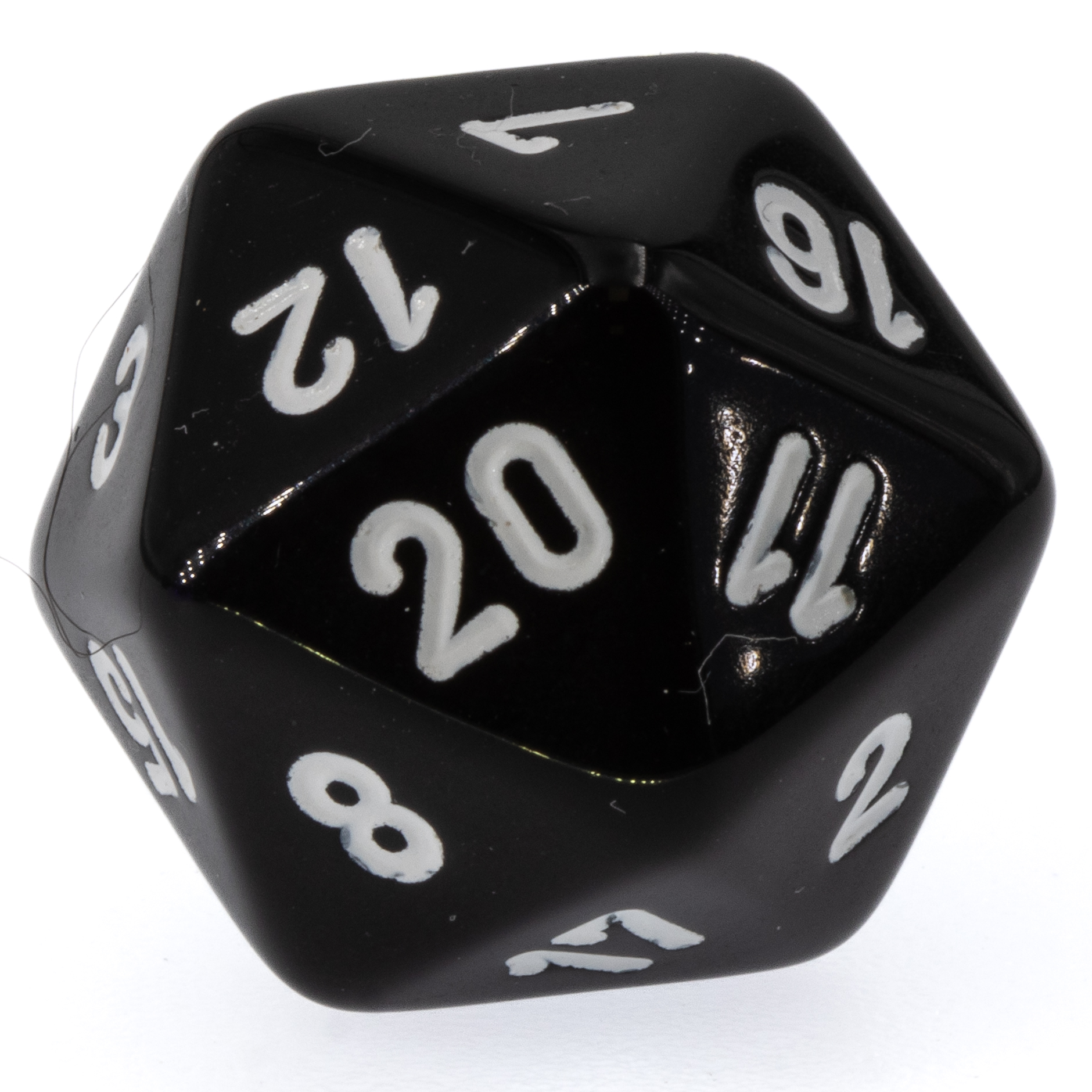 D20 dice in black opaque