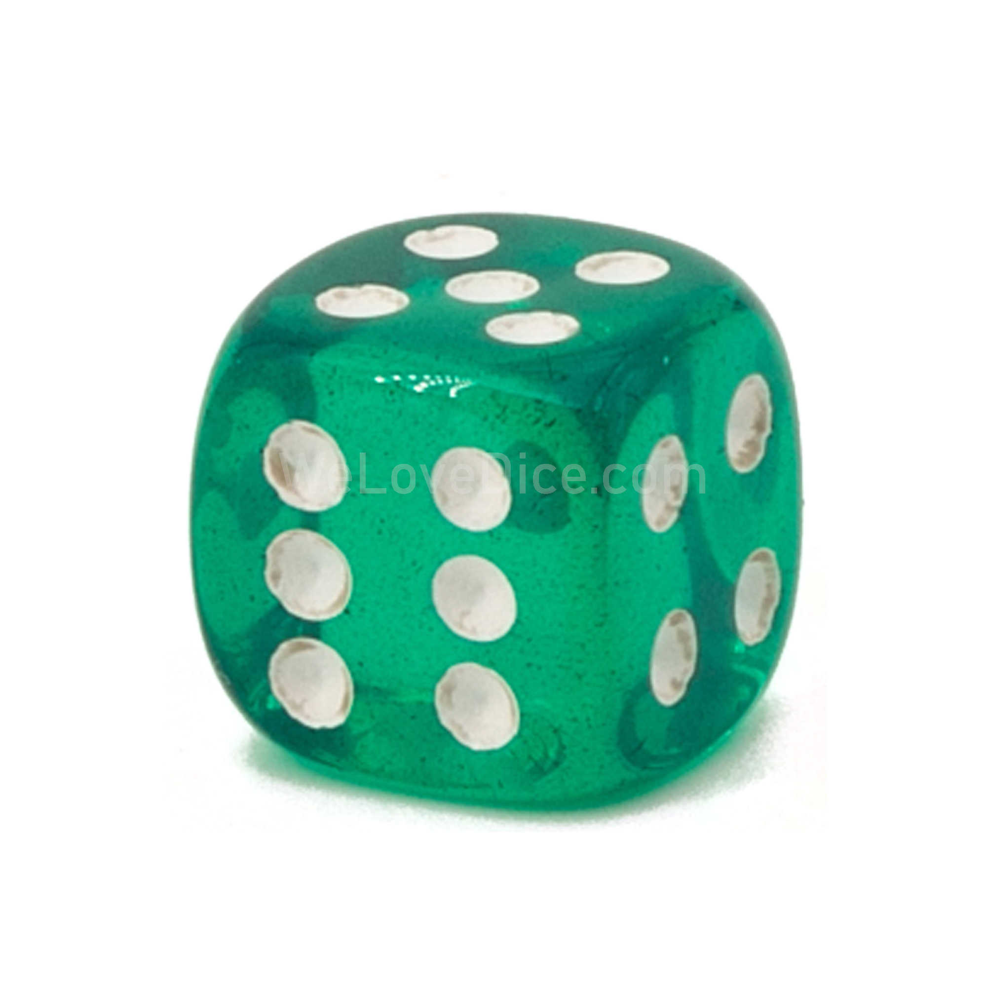 8mm  D6 Dice in green / white Translucent