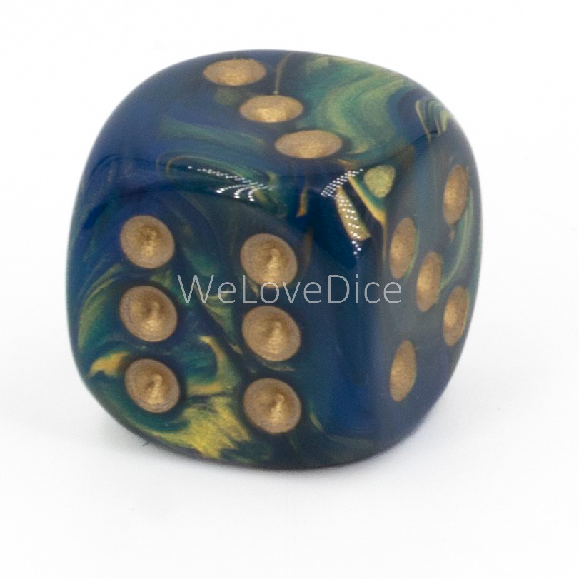 16mm W6 Würfel in lapis blau / gold