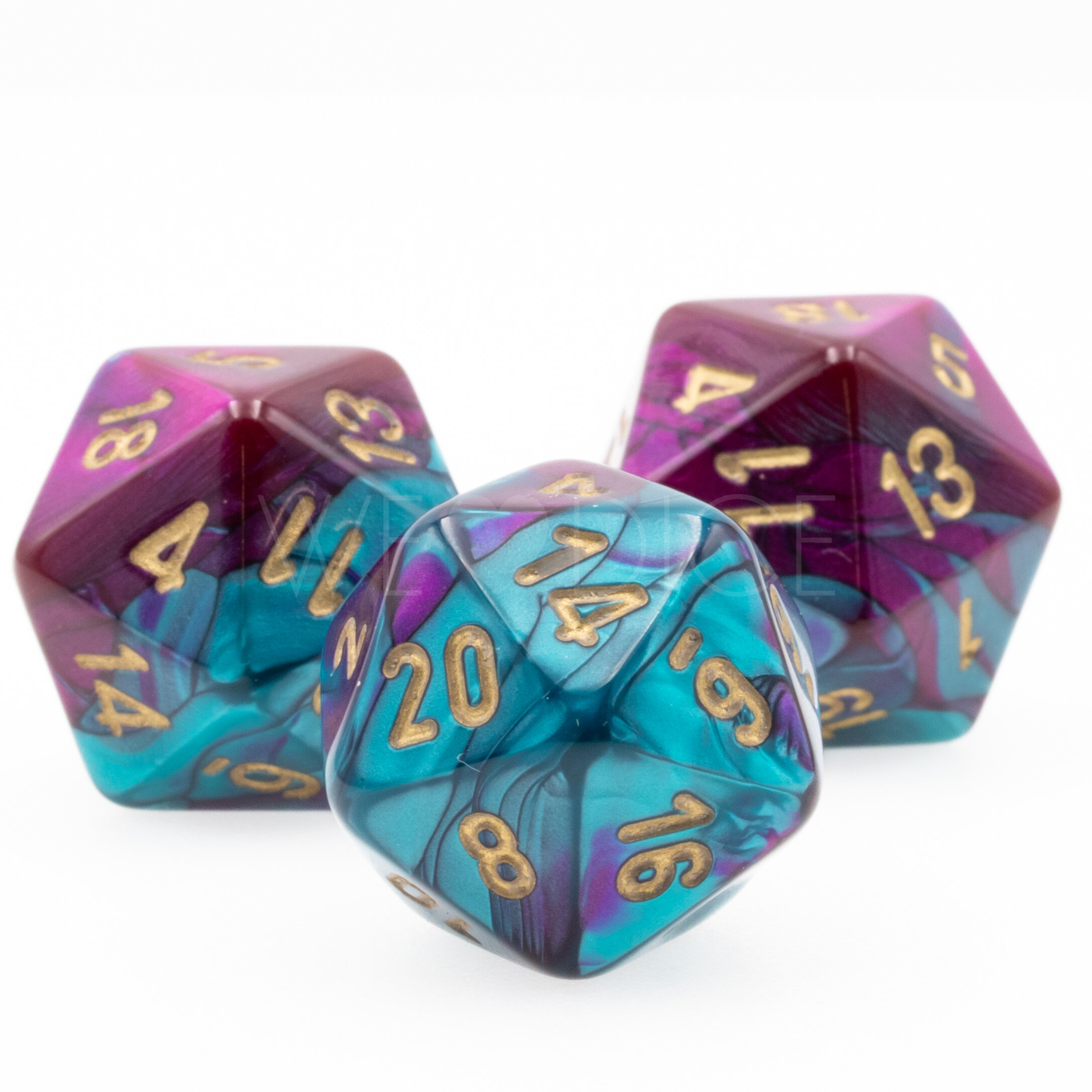 Gemini® Purple-Teal / gold  D20 