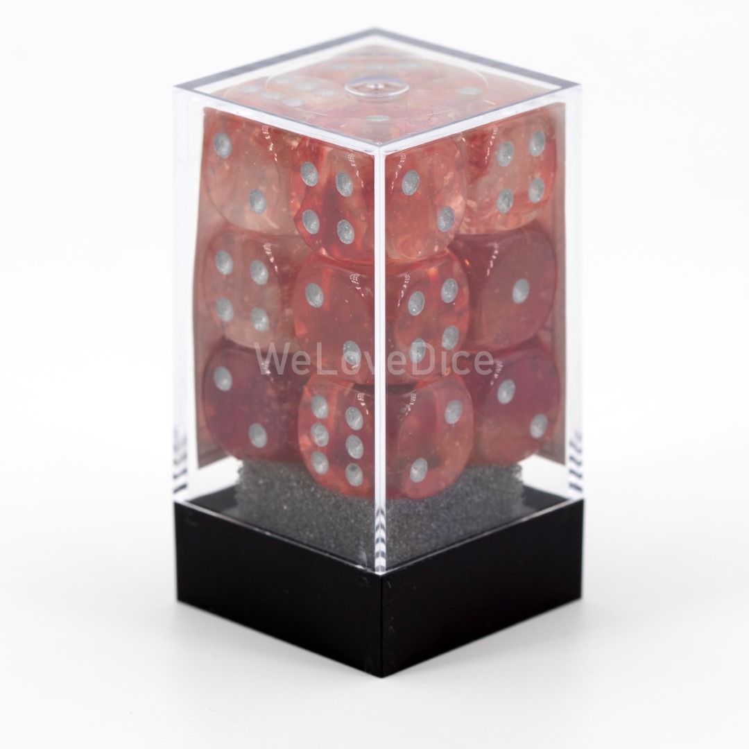 Nebula® Rot / silber 16mm W6 Würfel Set (12 Würfel)