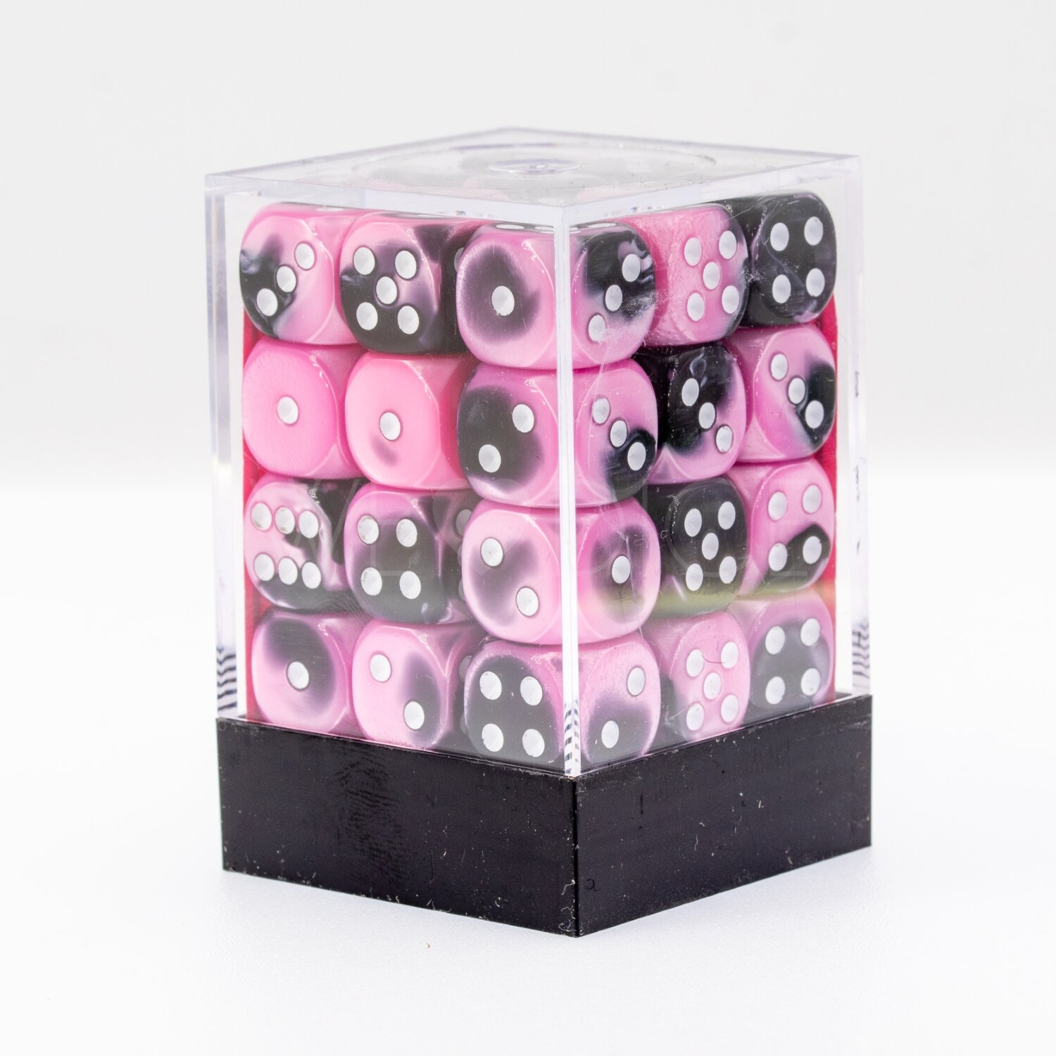 Gemini® Schwarz-Pink / weiß 12mm W6 Würfel Set (36 Würfel)