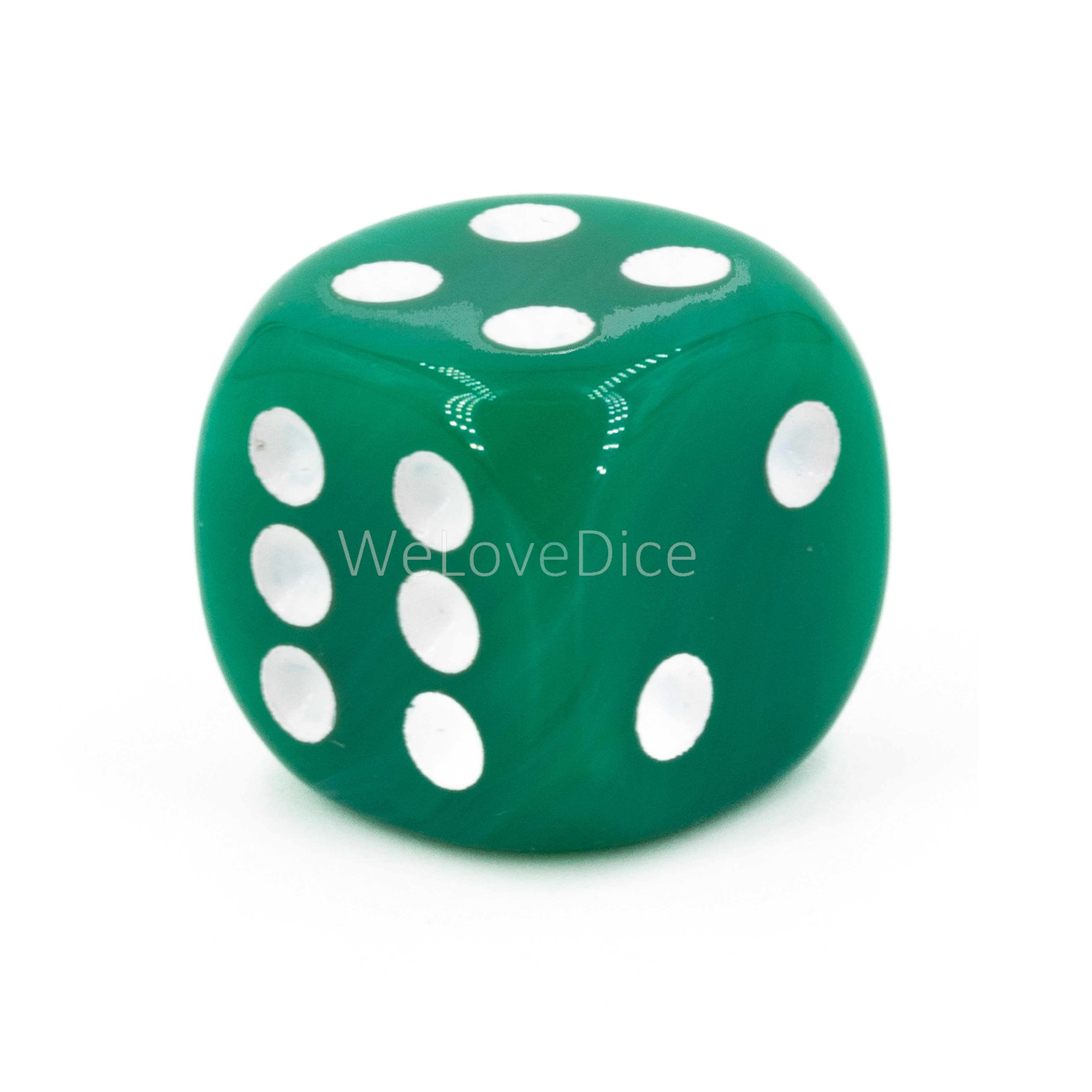 8mm  D6 Dice in green / white Marbled