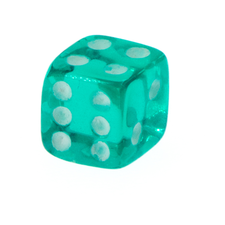 5mm  D6 Dice in green / white Translucent