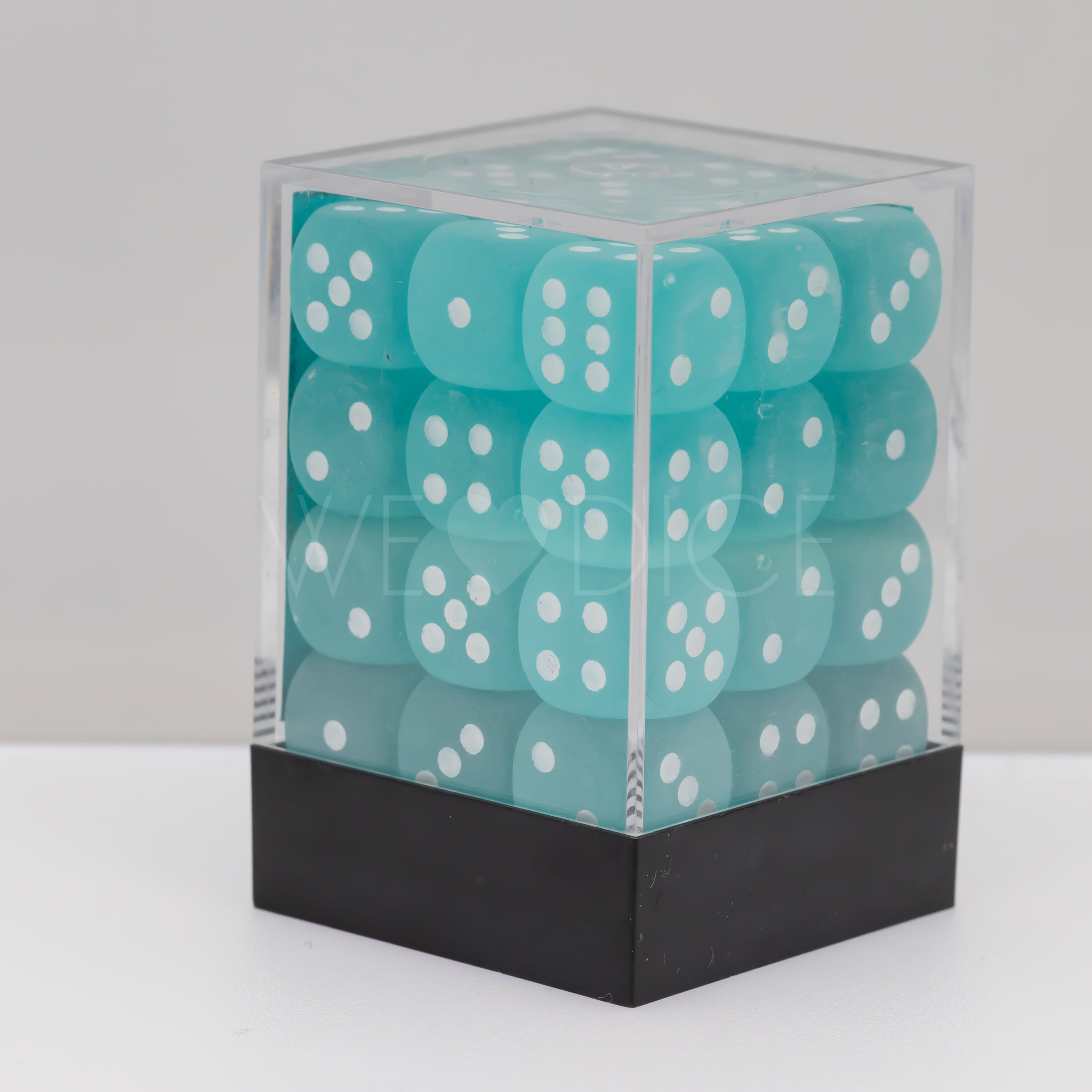 Frosted Blaugrün / Weiß 12mm W6 Würfel Set (36 Würfel)