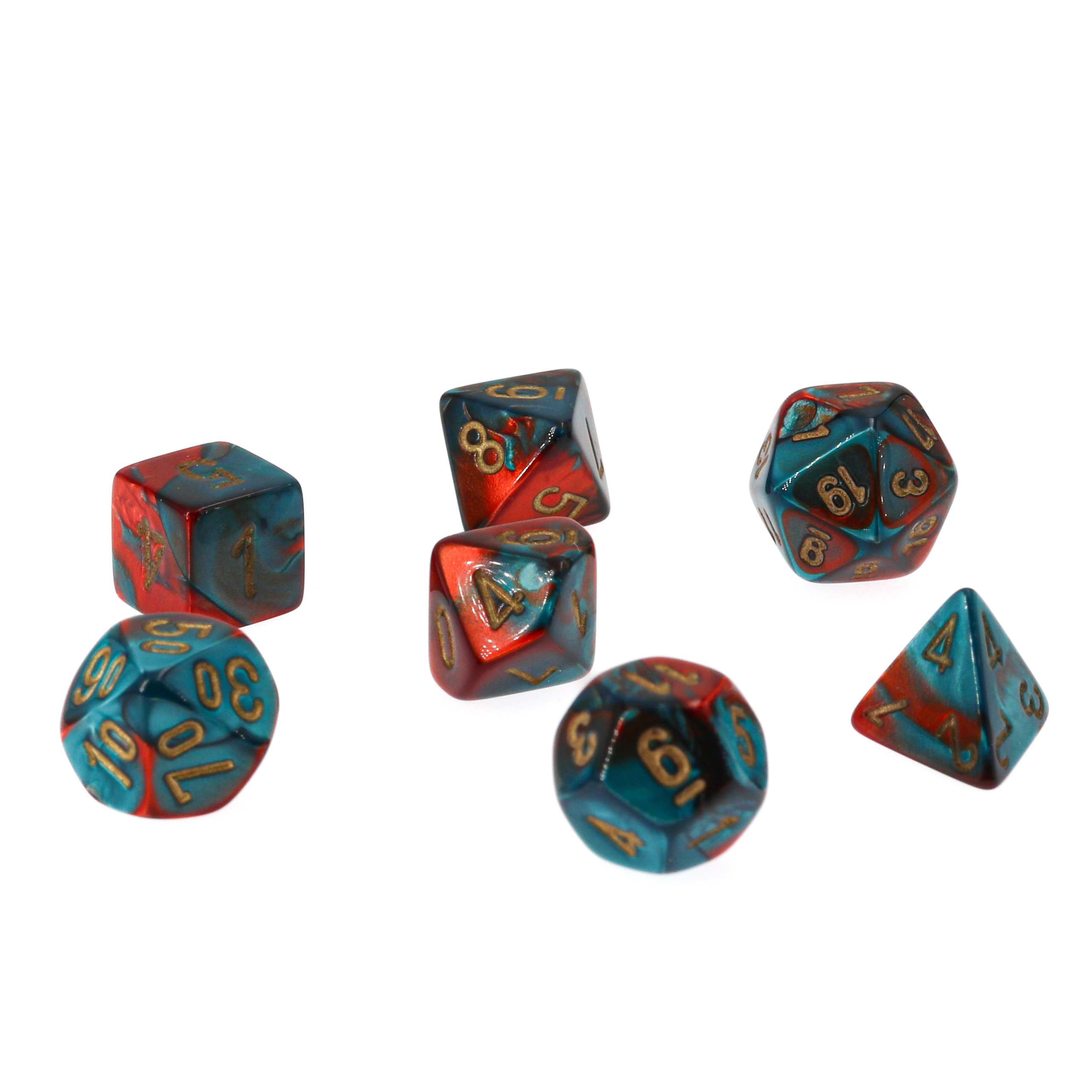 Gemini® Mini-hedral Polyhedral Red-Teal with gold 7-DieSet