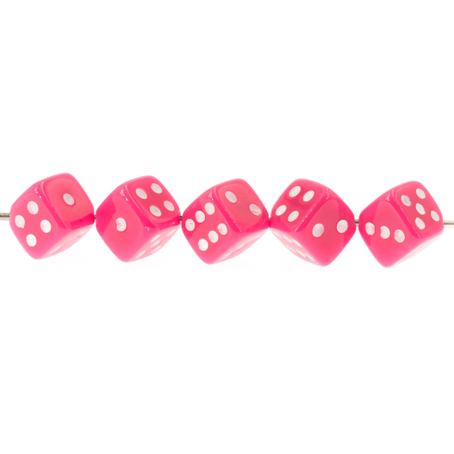  8mm Dice bead - neon pink Opaque, in