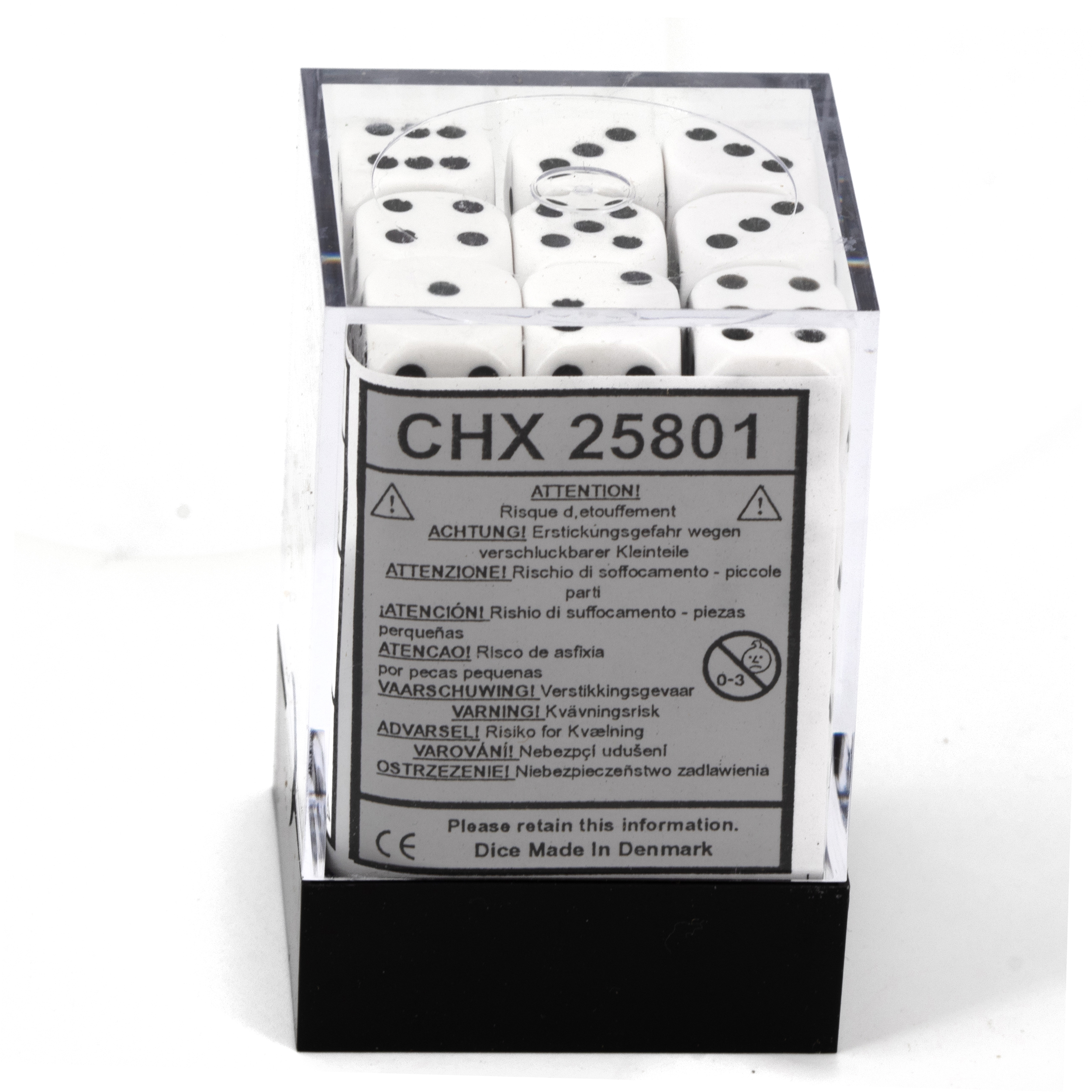 Satt weiß / schwarz 12mm W6 Würfel Set (36 Würfel)