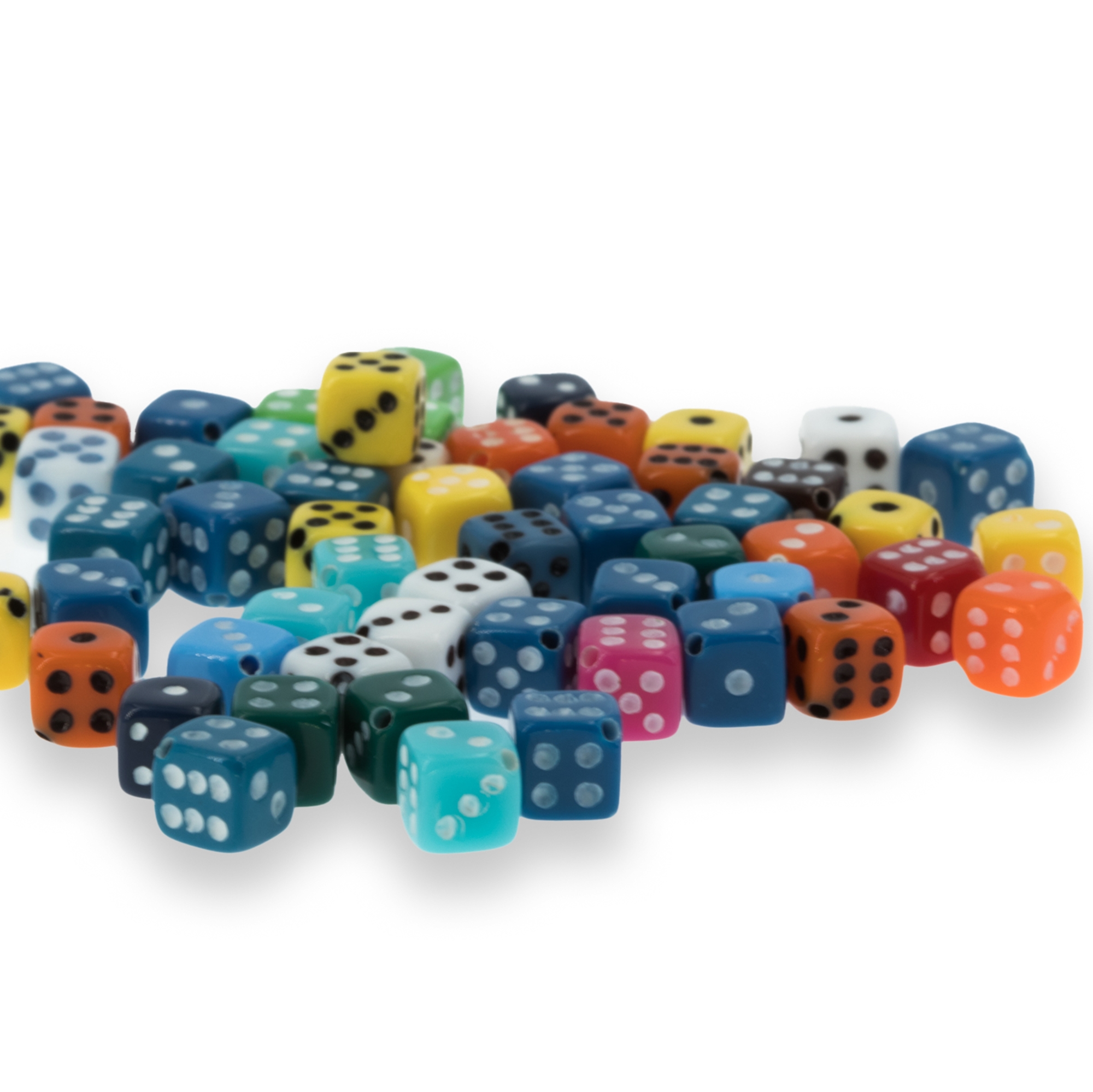  5mm Dice bead - mix colors Translucent, in