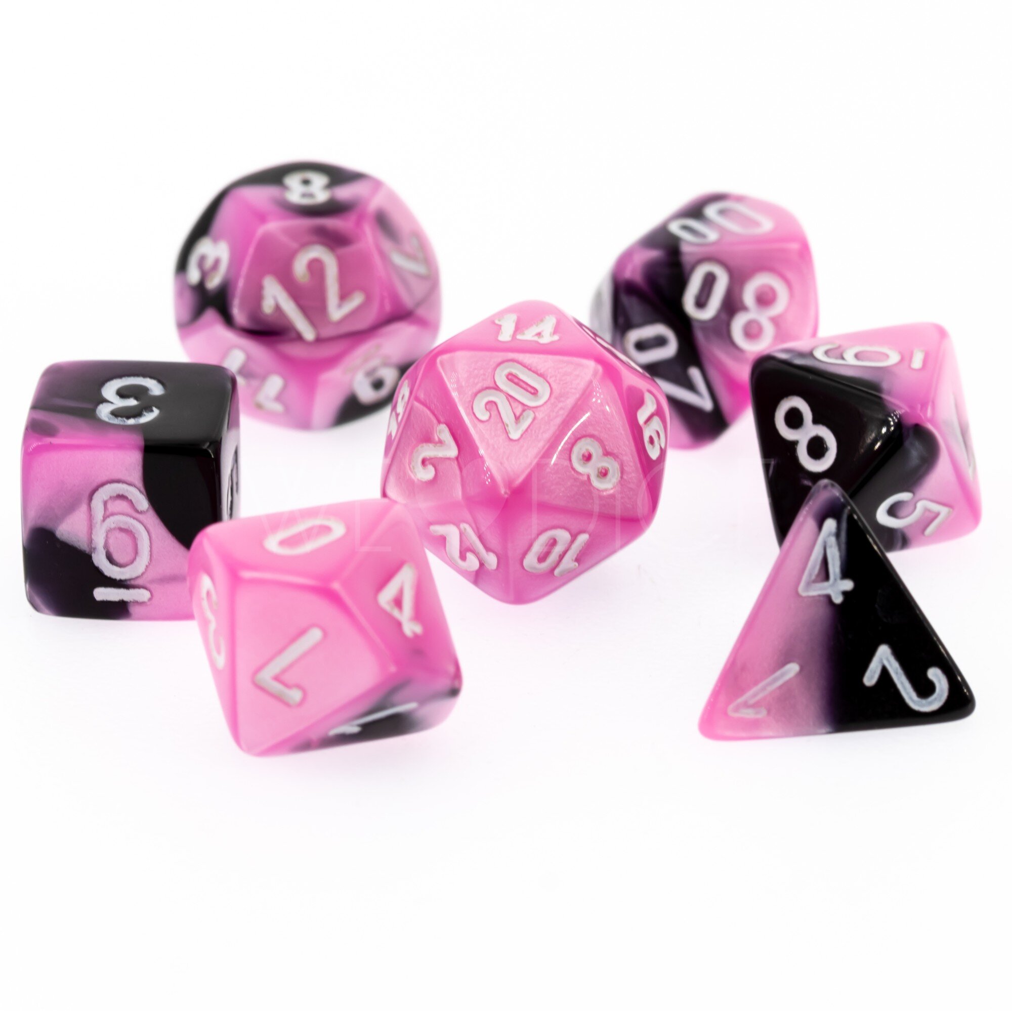 Gemini® Mini-hedral Polyhedral Black-Pink / white 7-DieSet
