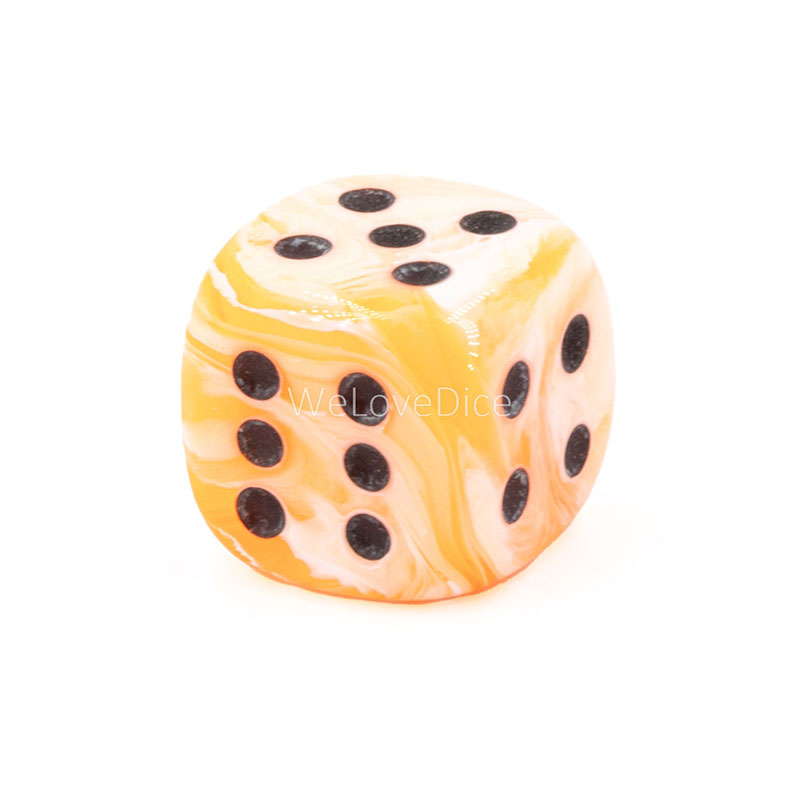 16mm W6 Würfel in Ice Cream orange / schwarz