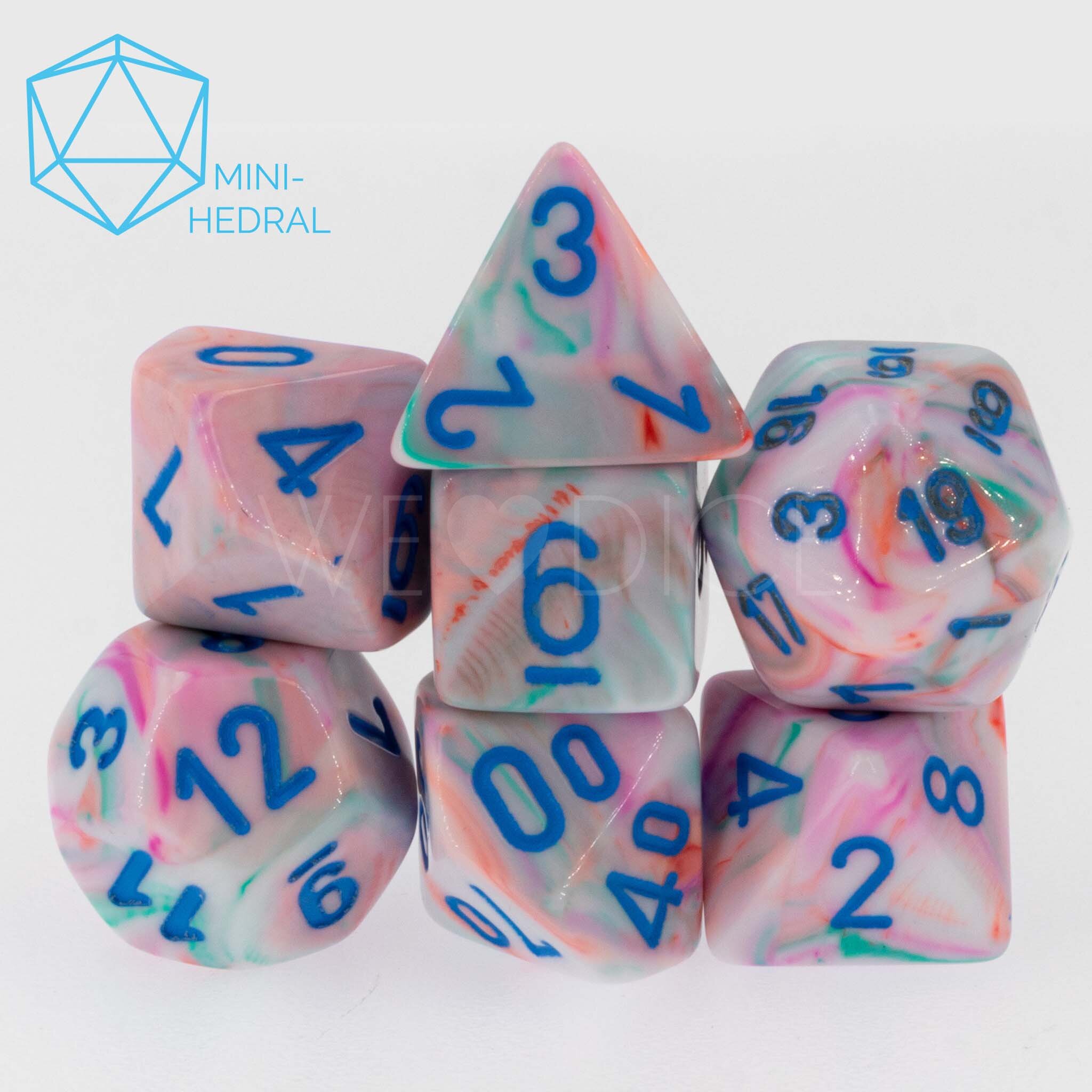 Mini-hedral Festive® Polyhedral Pop Art / blau 7-Würfel Set