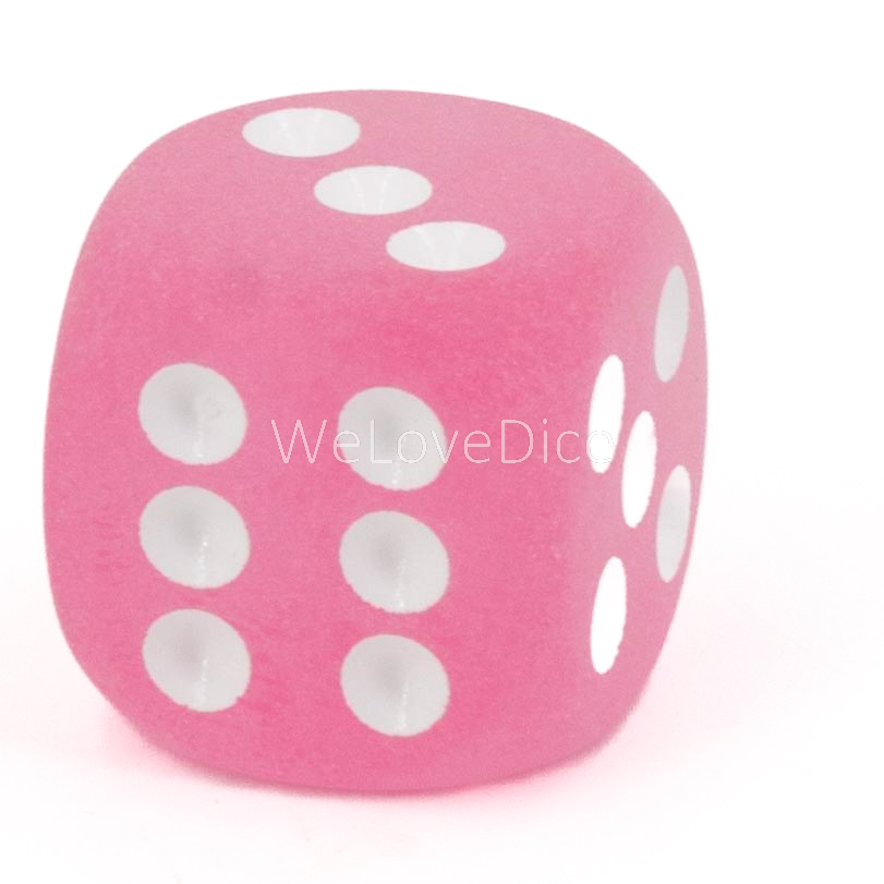 16mm W6 Würfel in Rosa / Weiß Matt