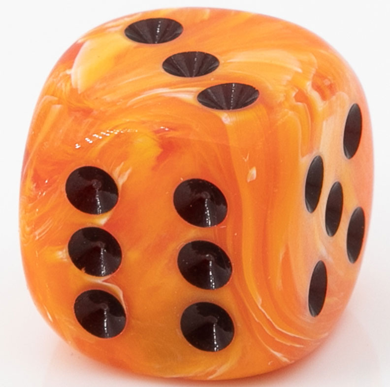 30mm W6 Würfel in kürbis orange / schwarz