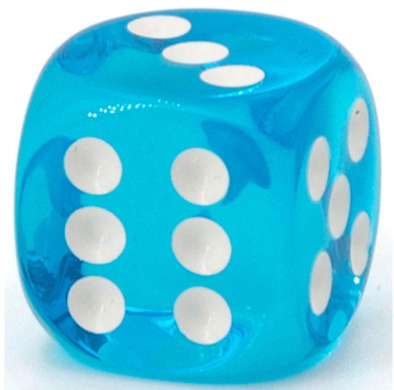 30mm W6 Würfel in türkisblau / weiß