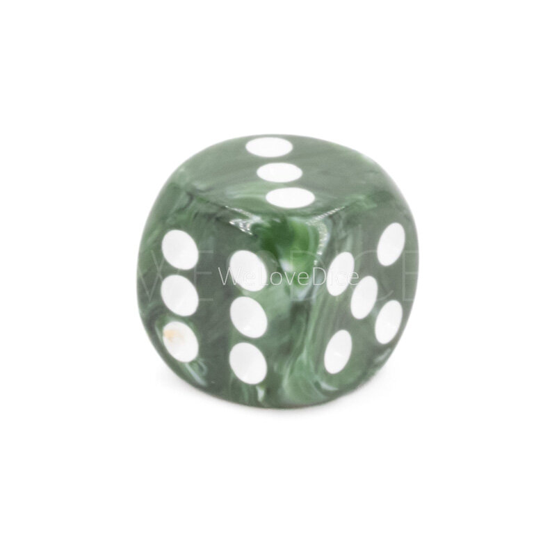 14mm W6 Würfel in waldgrün / weiß