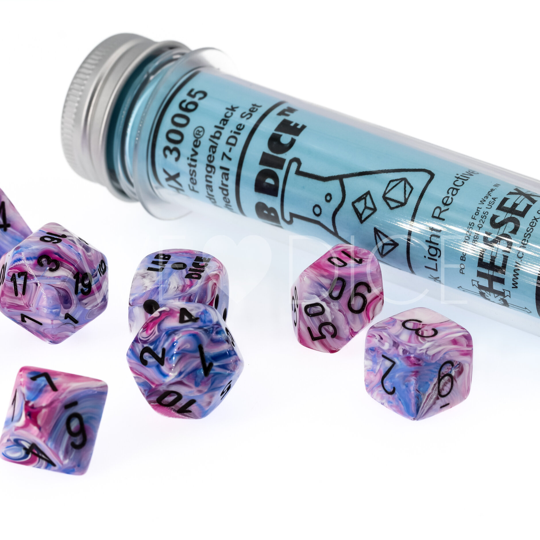 LabDice Festive® Hydrangea/black  Set 8 Stück