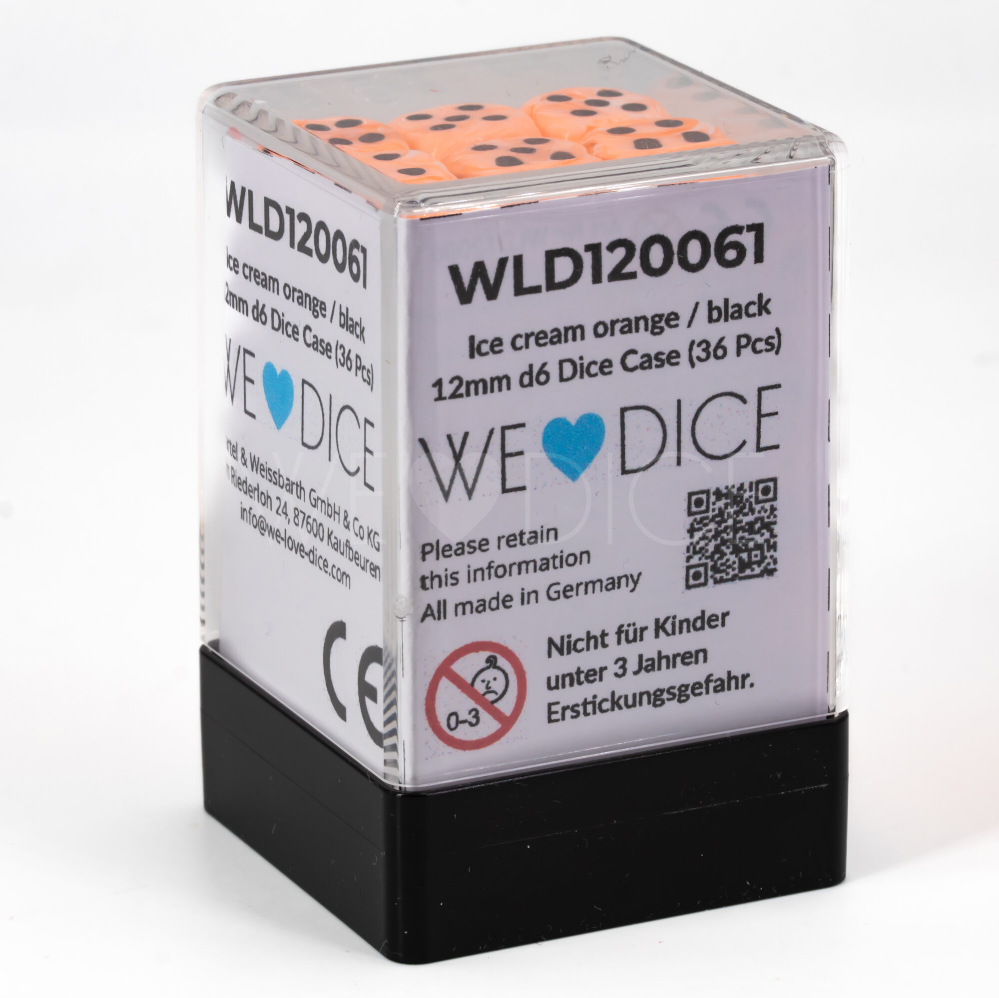 Ice Cream orange / schwarz 12mm W6 Set (36 Stück)