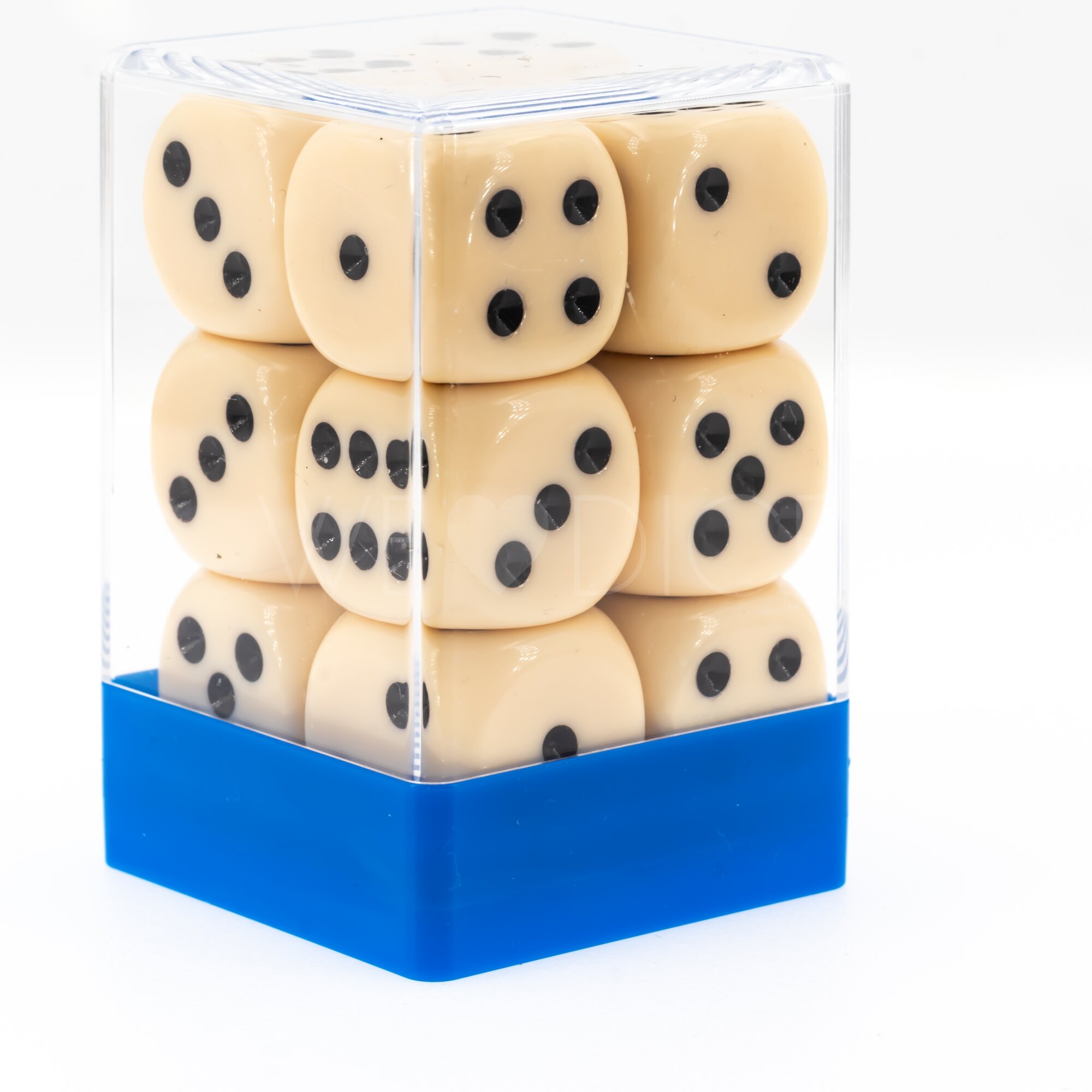 Satt elfenbein / schwarz 18mm W6 Set (12 Stück)