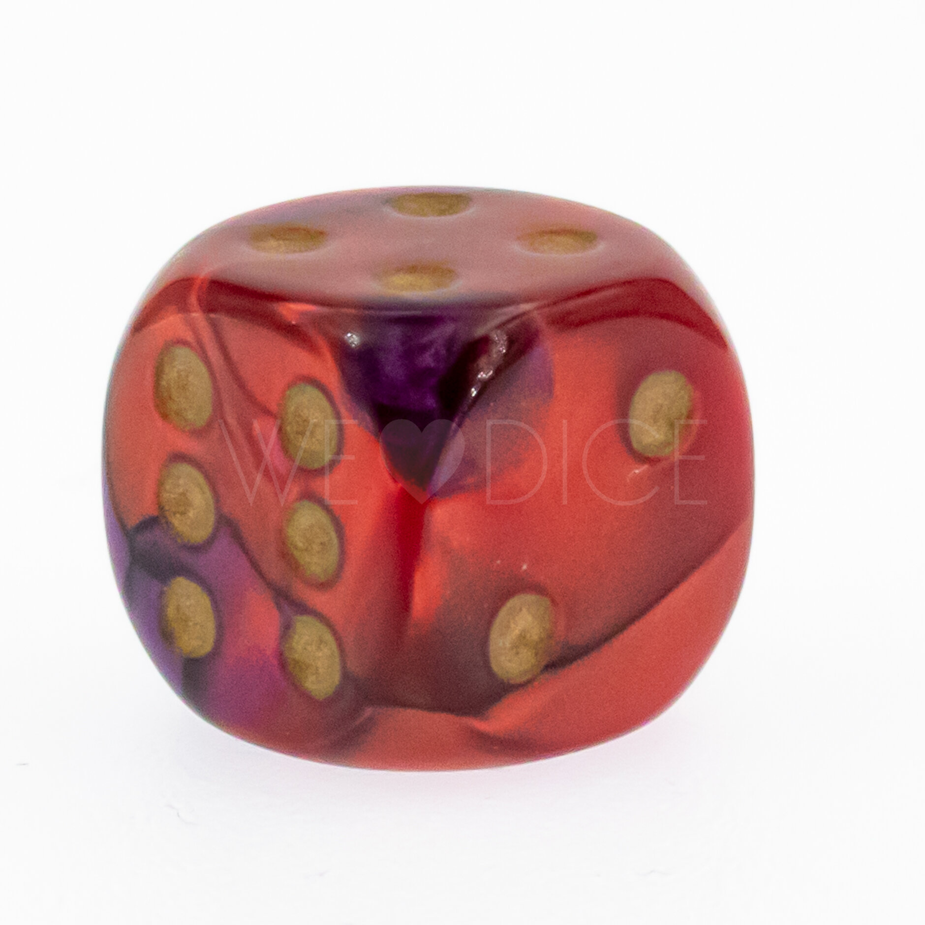 Gemini® Lila-Rot / gold 12mm W6 Würfel mit Punkten (1 Stück)