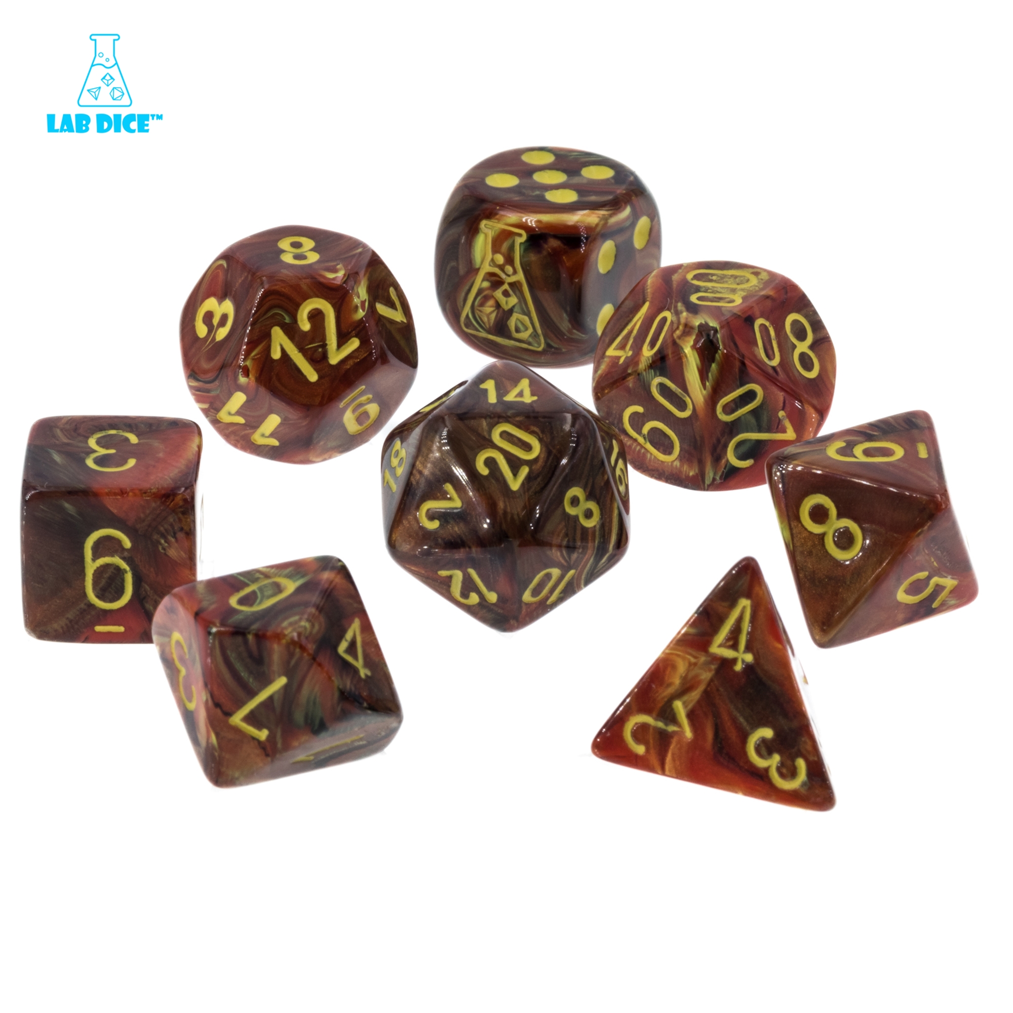 LabDice Vortex® Underworld/yellow  Set 8 Stück