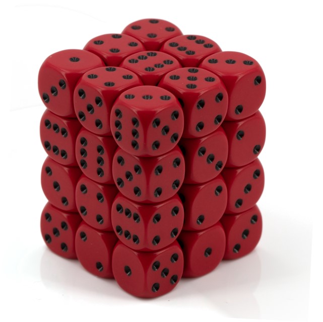 Satt rot / schwarz 12mm W6 Würfel Set (36 Würfel)