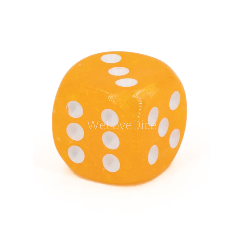 16mm  D6 Dice in deep safron orange / white