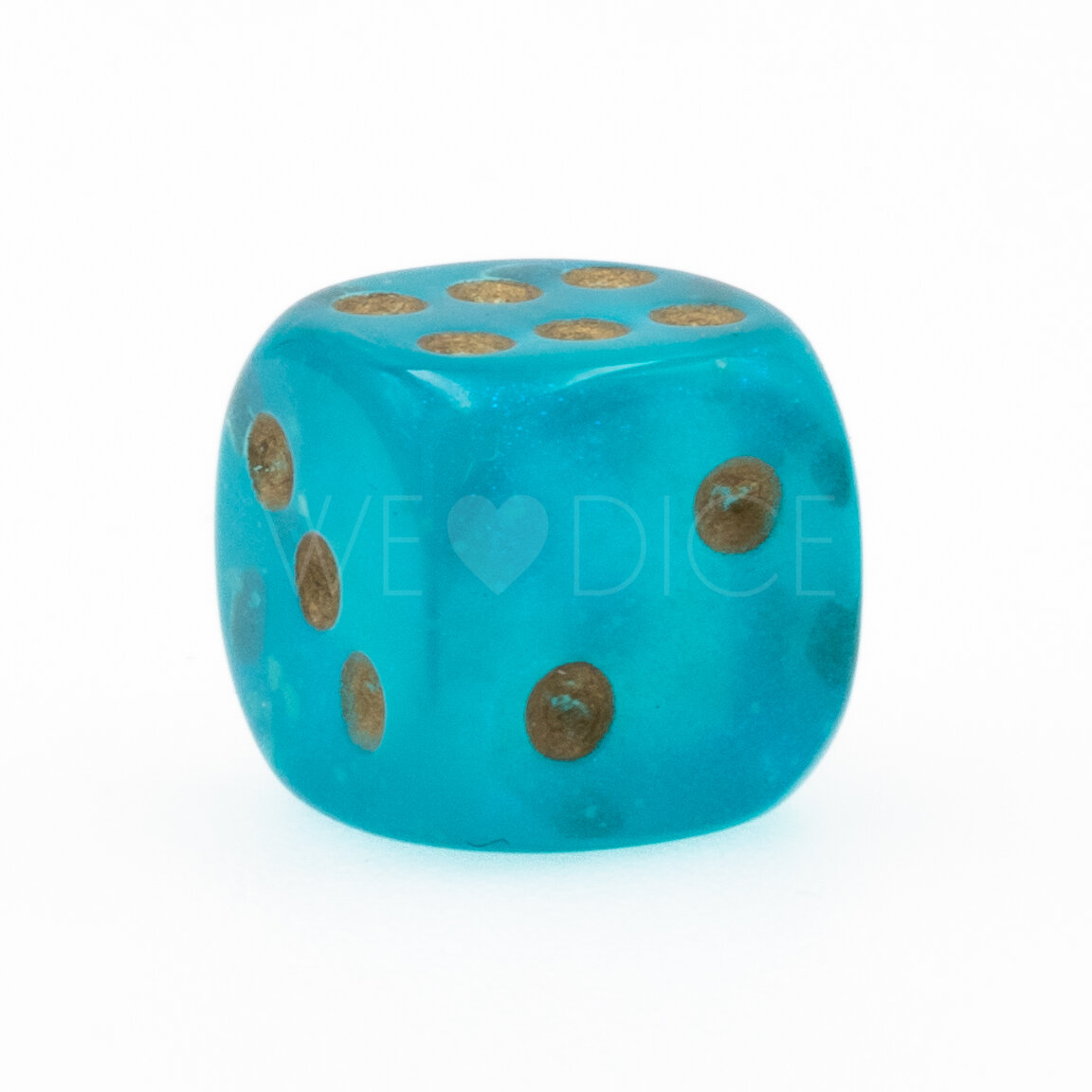 Borealis® Teal / gold   12mm D6 dice w/pips (1 piece)
