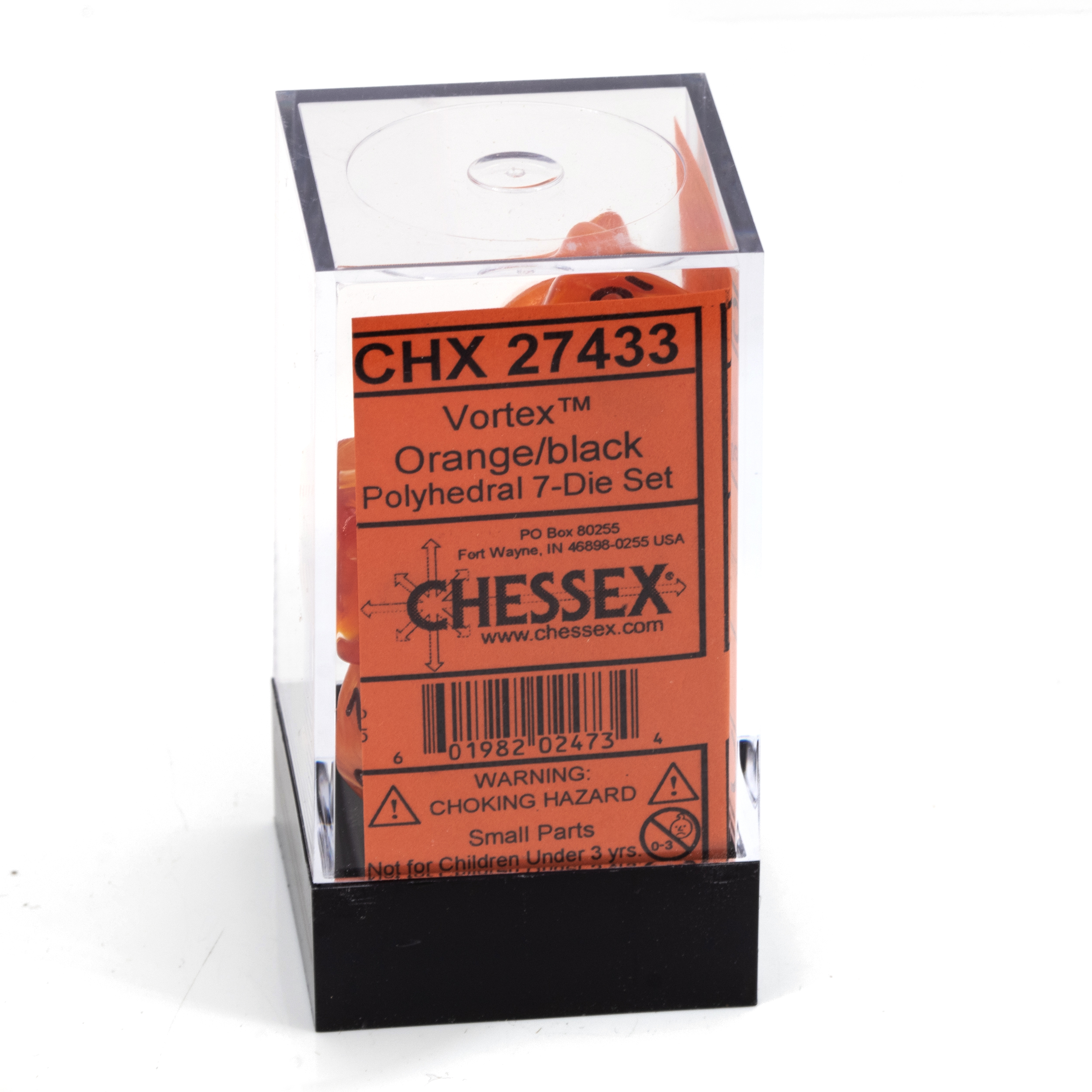 Vortex® Polyhedral Orange / Schwarz 7-Würfel Set