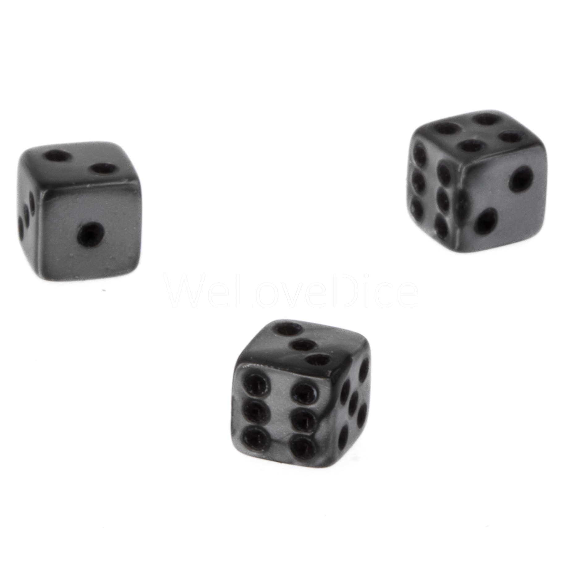 5mm  D6 Dice in grey / black Silk