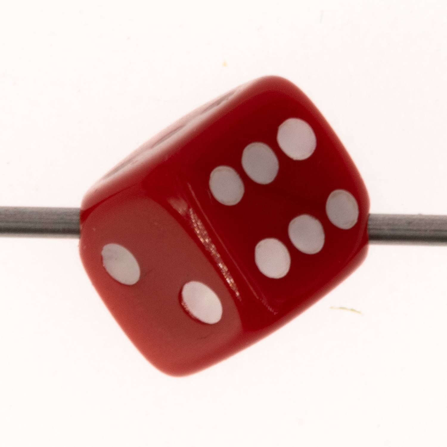  8mm Dice bead - red / white Opaque, in