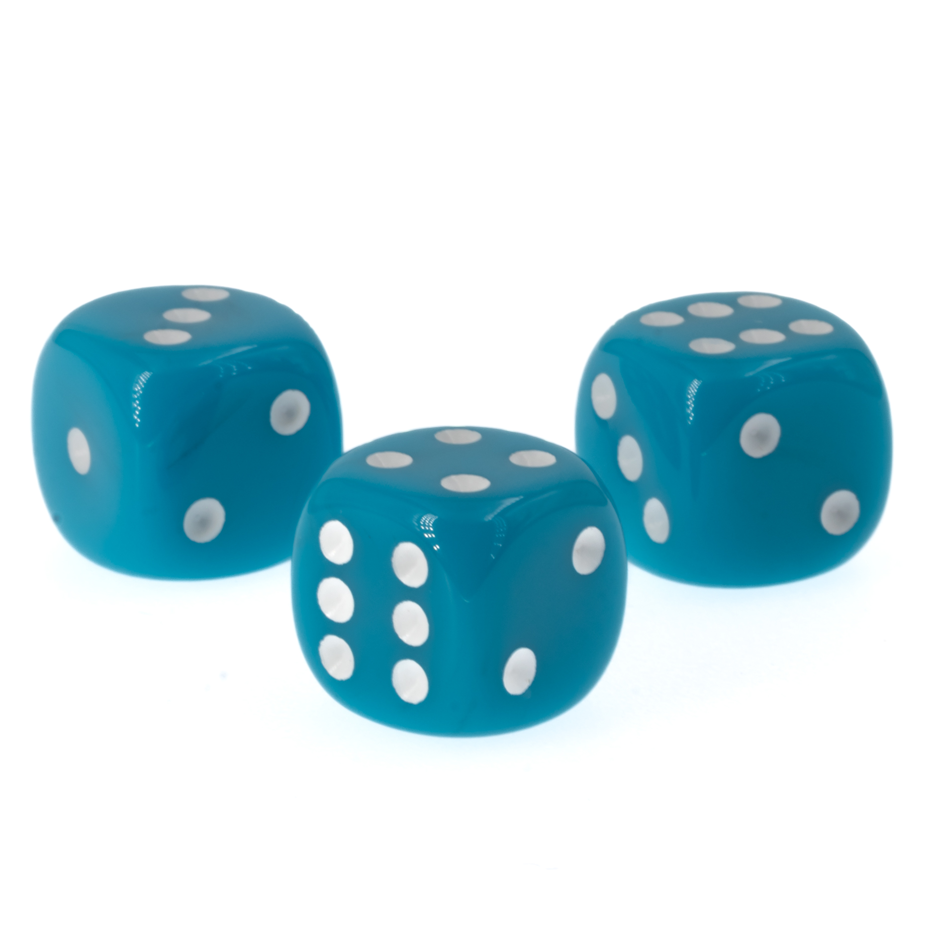 14mm W6 Würfel in türkis / weiss