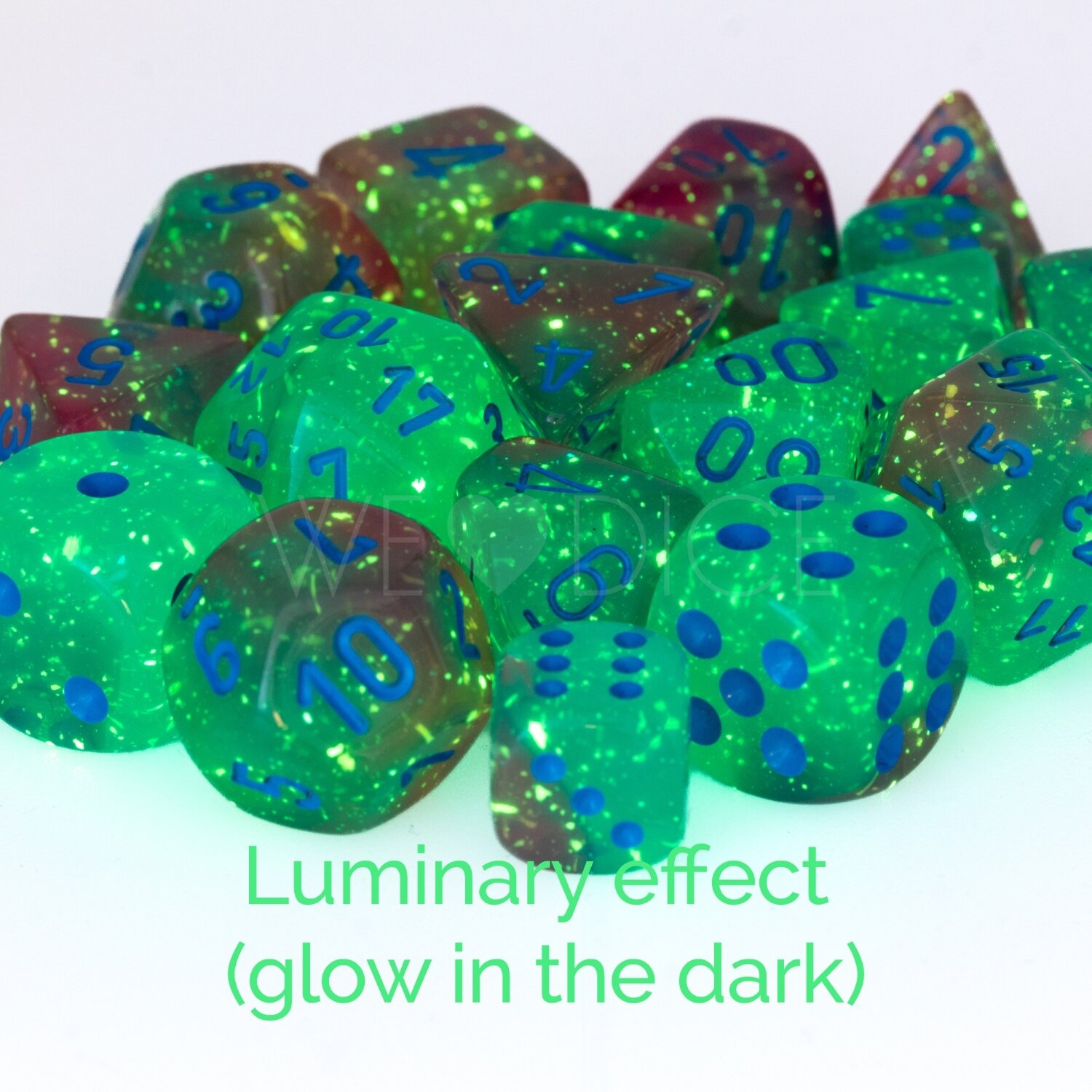 Gemini®, Luminary™ Gel Grün-Rosa / blau  12mm W6 Würfel mit Punkten (1 Stück)