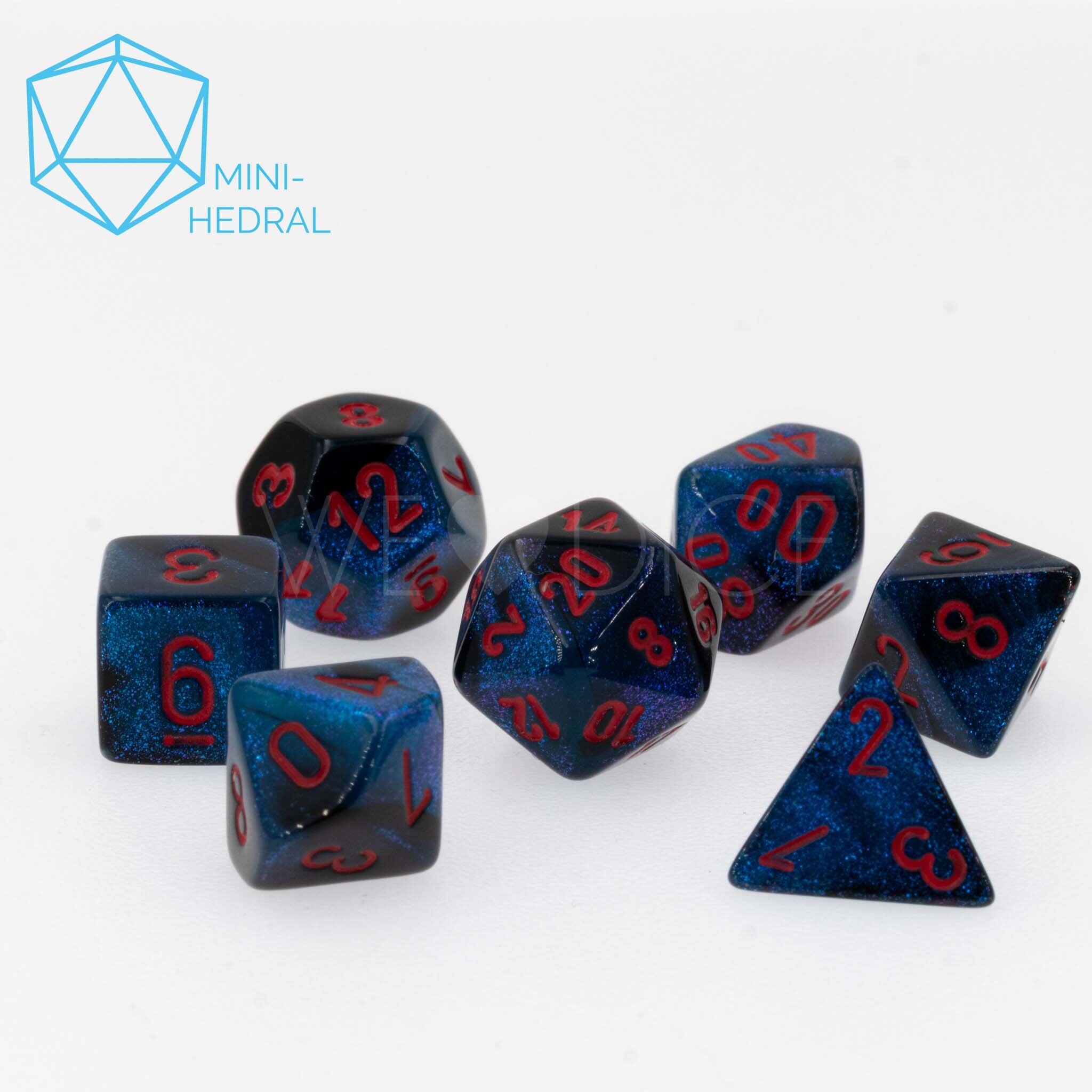 Mini-hedral Gemini® Polyhedral Schwarz-Starlight / rot 7-Würfel Set