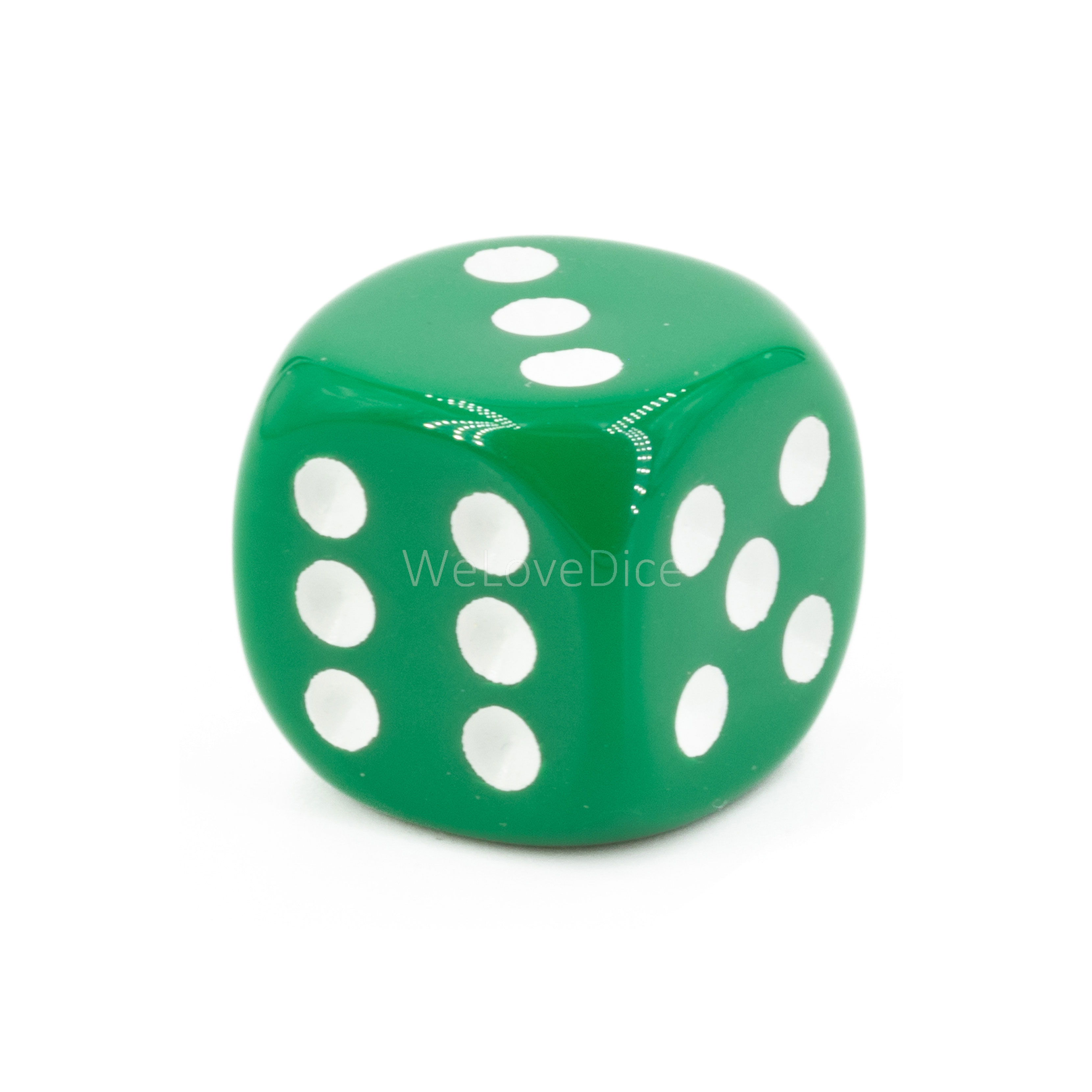 8mm  D6 Dice in green / white Opaque