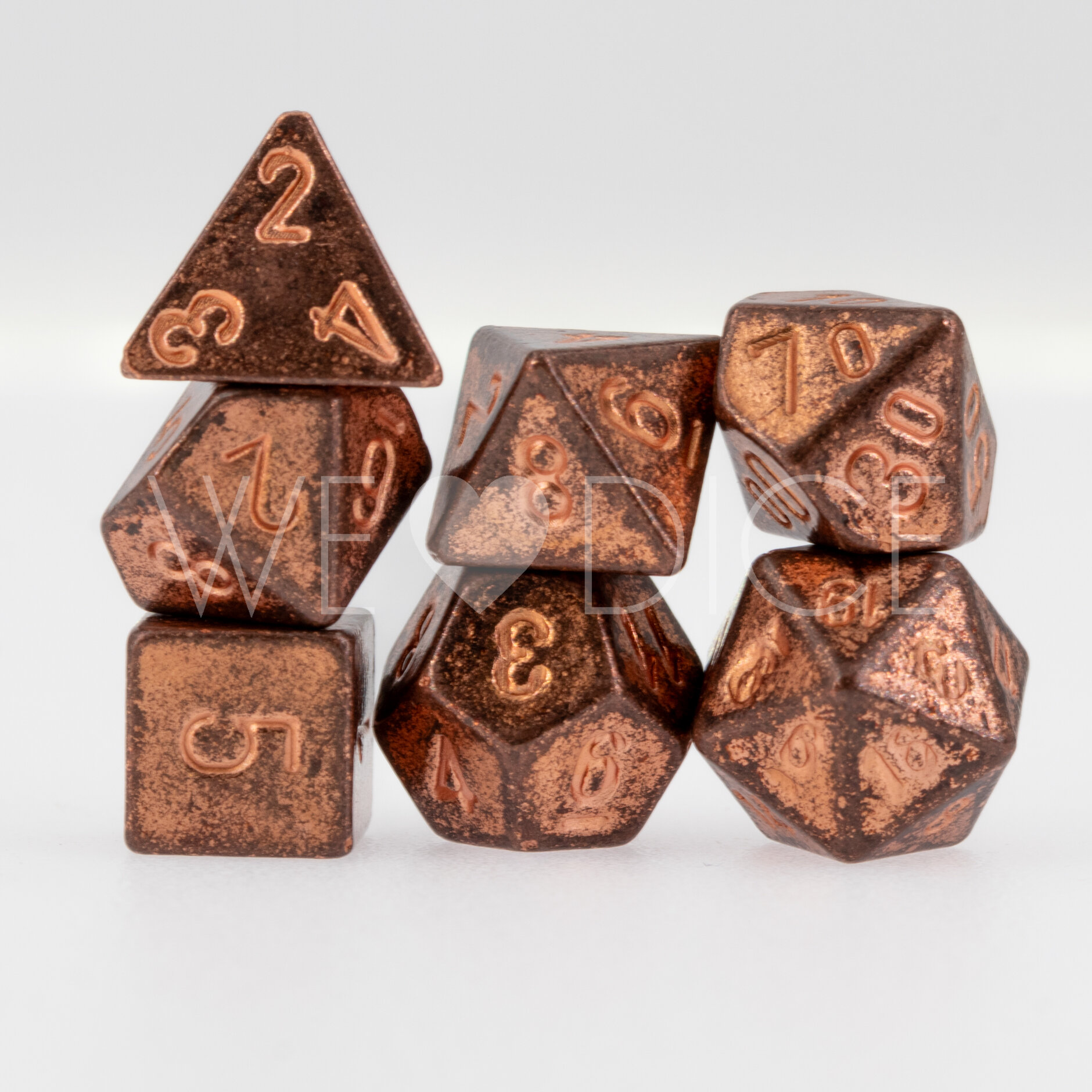 Mini-Metall dice  - Molten Copper - 7  Pcs set