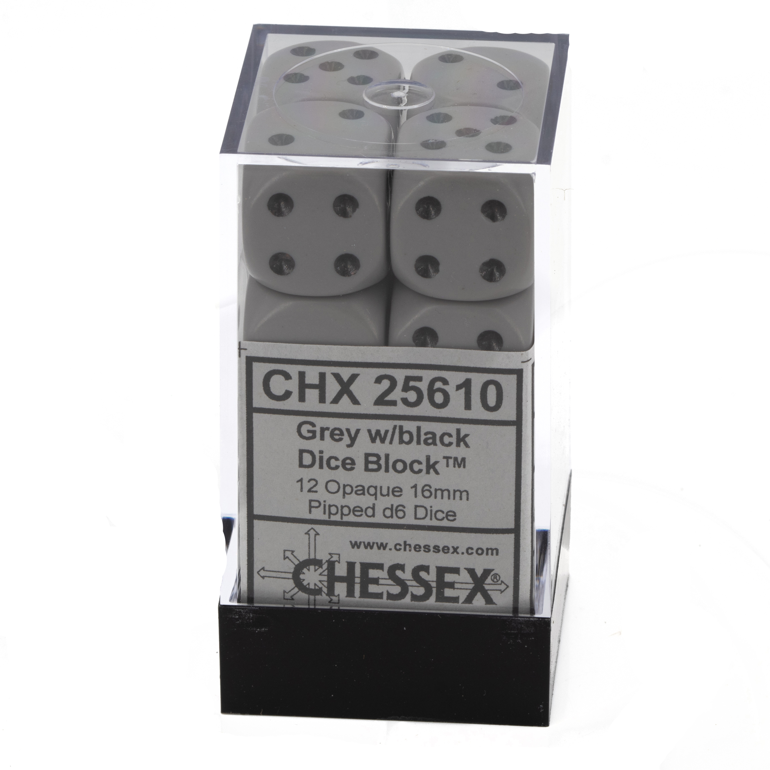 Satt dunkelgrau / schwarz 16mm W6 Würfel Set (12 Würfel)